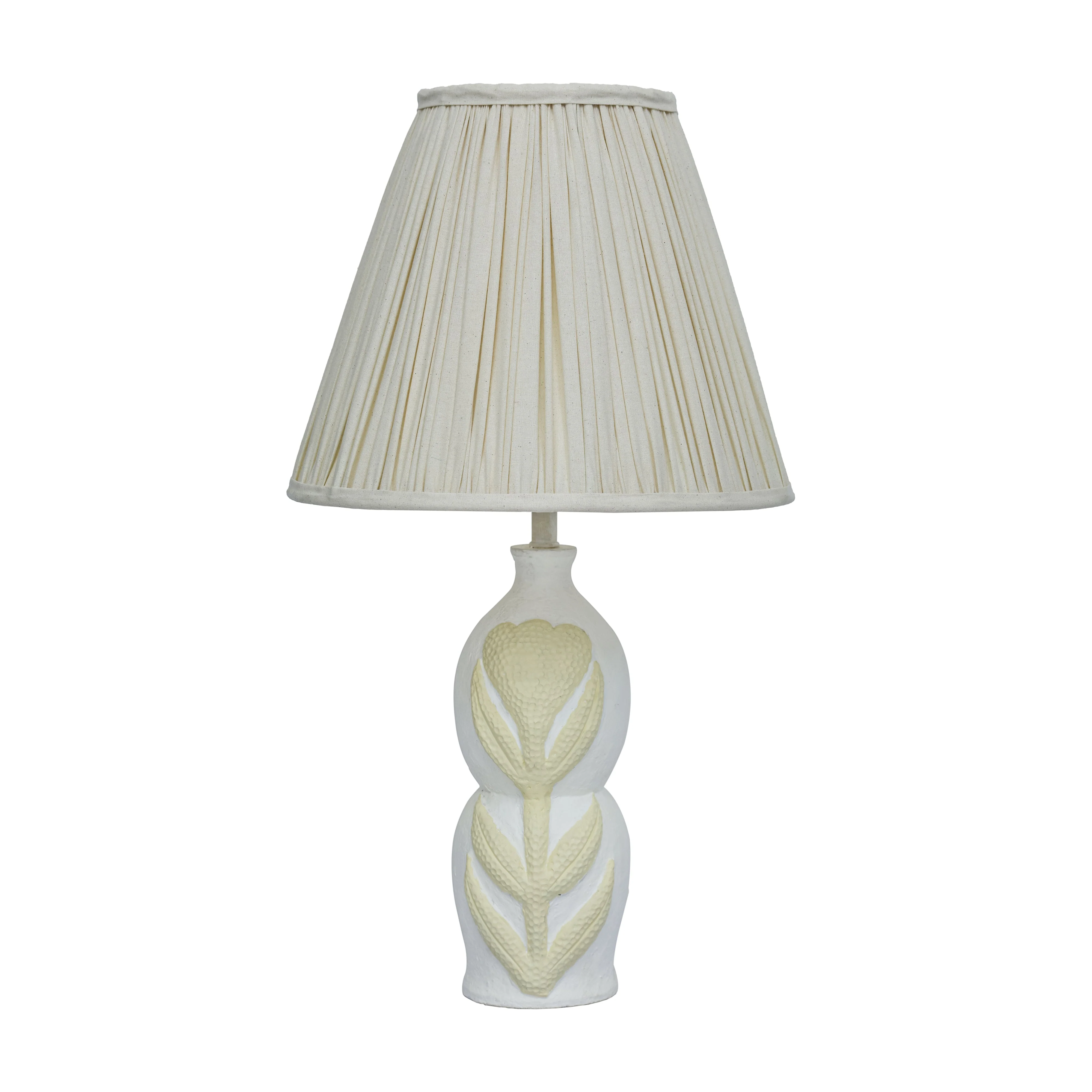 Edith Curved Papier Mache Flower Pleated Table Lamp - Image 2