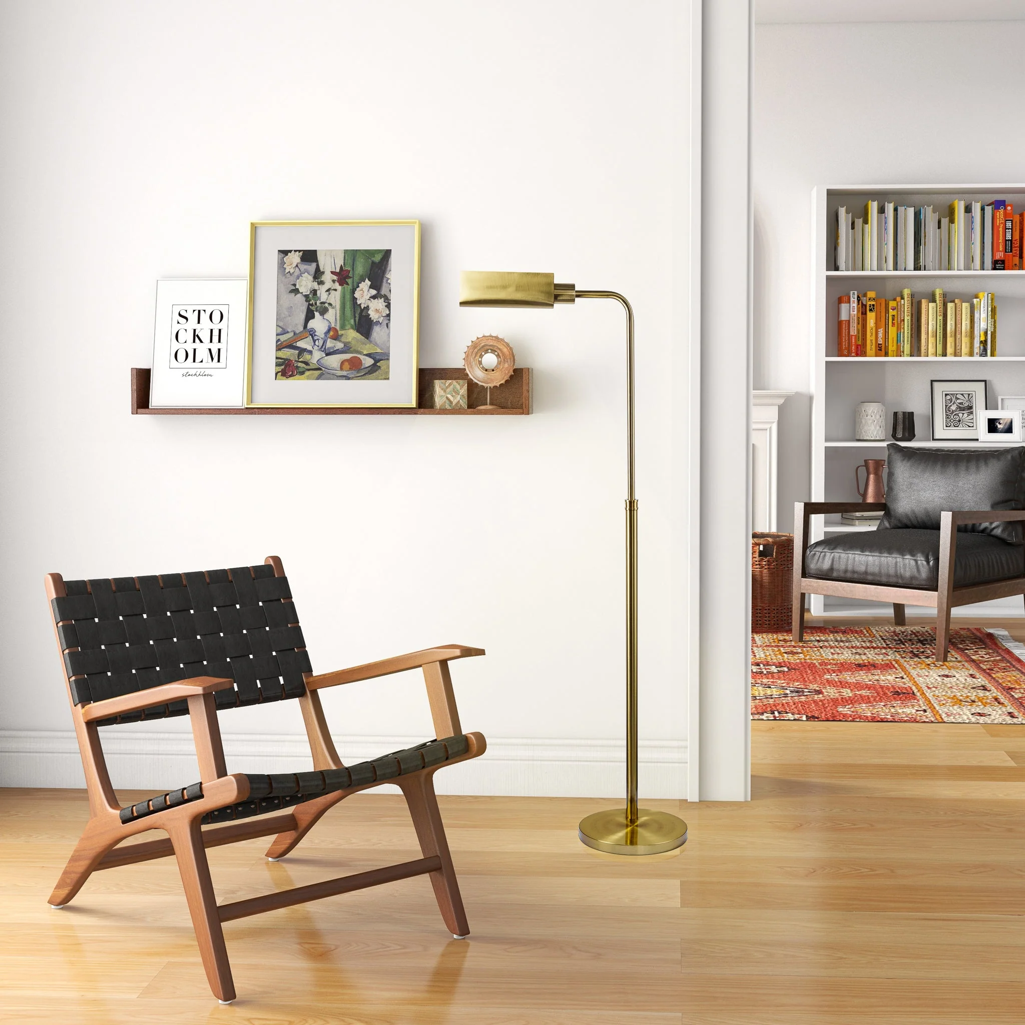 Elara Floor Lamp Gold outer and White inner - Image 2
