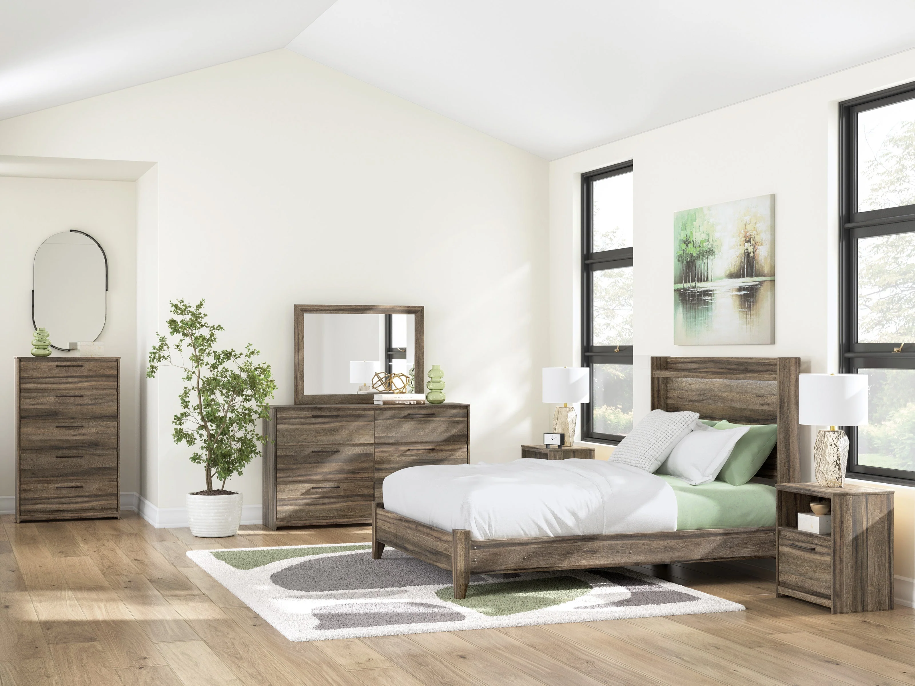Elbrim Brown LED Panel Bedroom Set