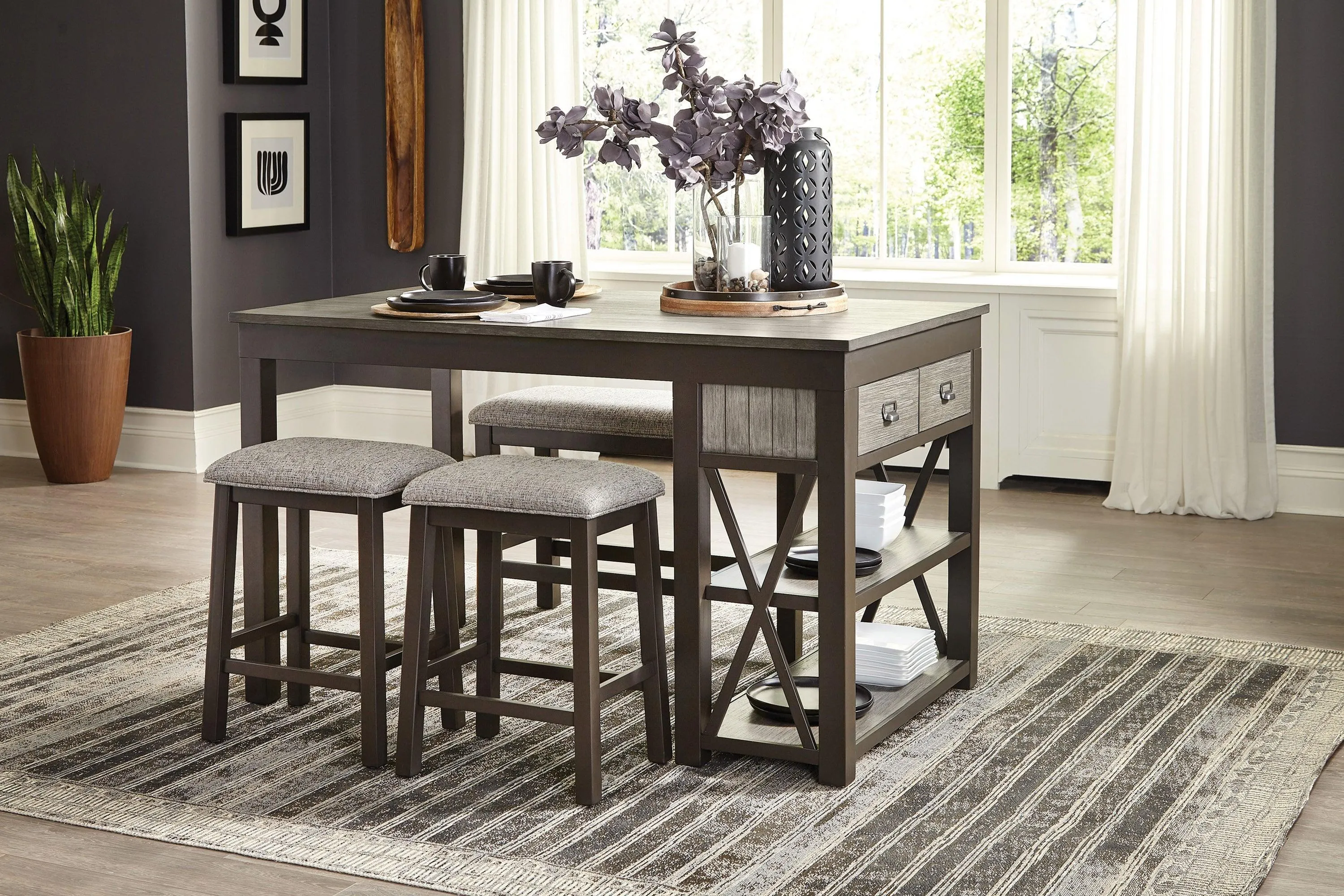 Elias Gray Counter Height Bench - Image 2