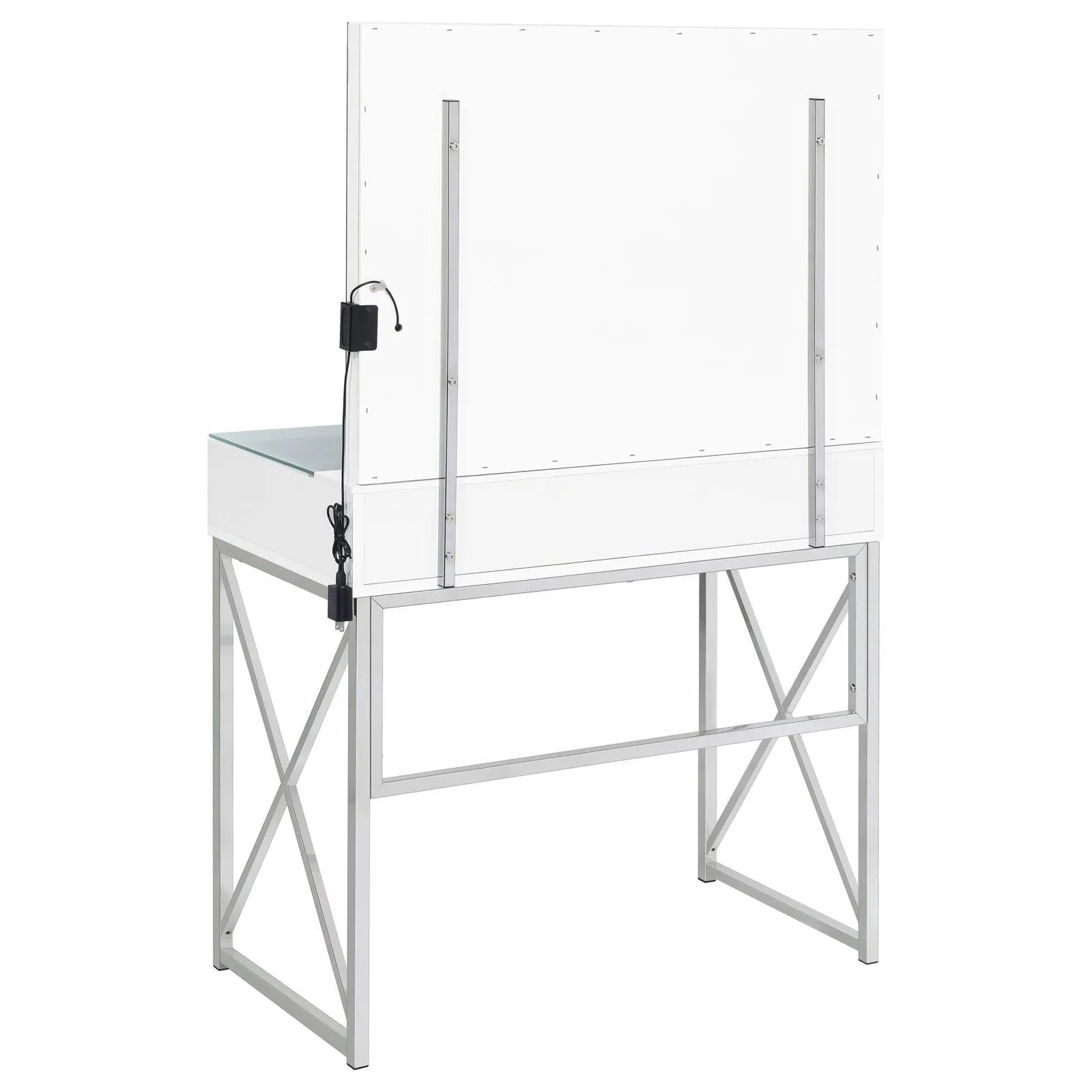 Eliza White and Chrome 2-piece Vanity Set with Hollywood Lighting - Image 11