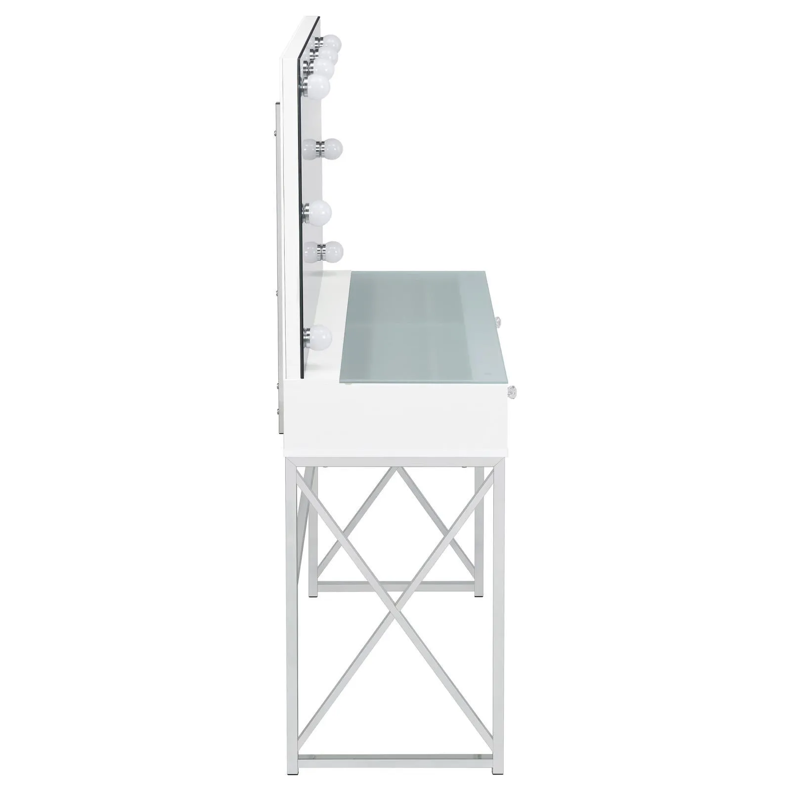 Eliza White and Chrome 2-piece Vanity Set with Hollywood Lighting - Image 13