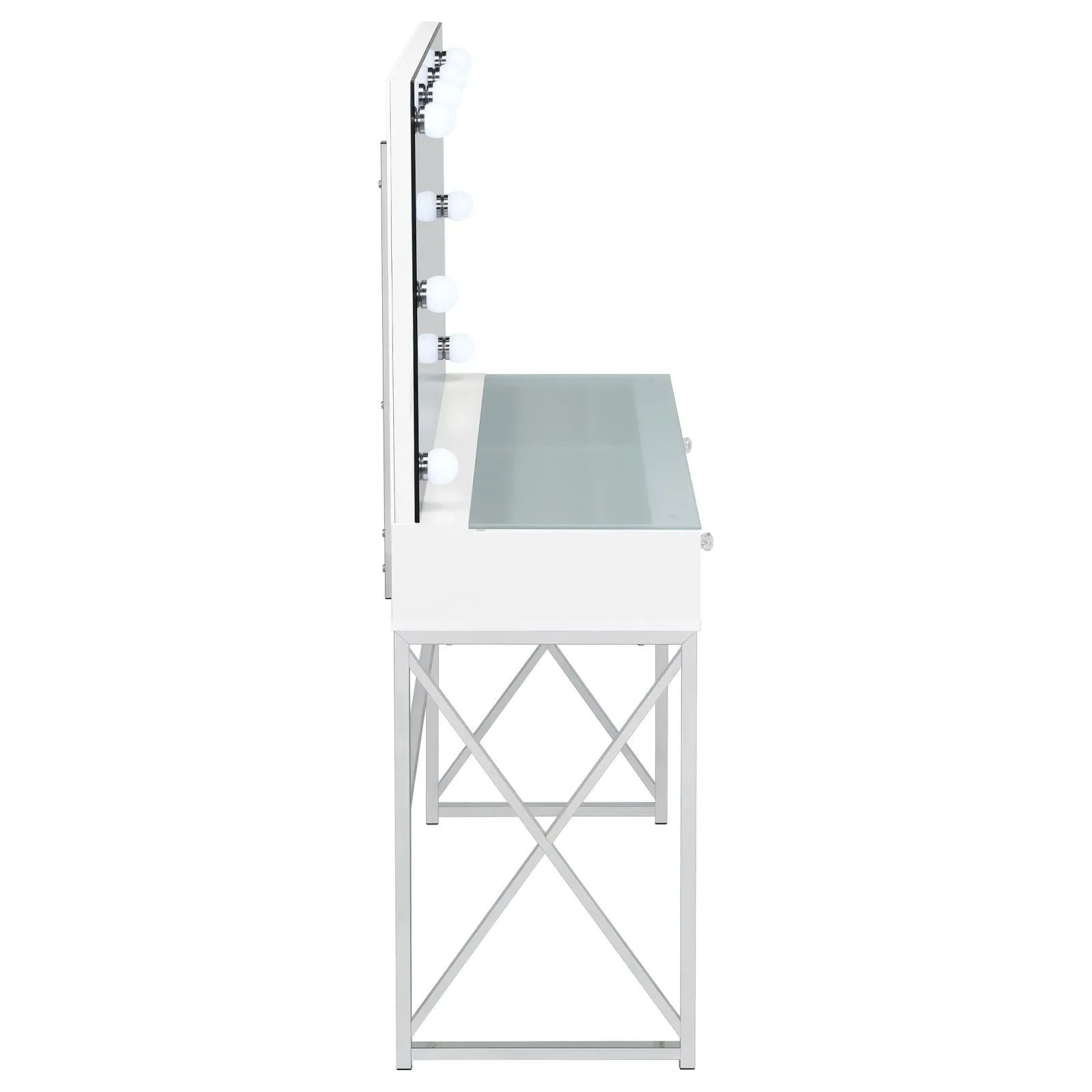 Eliza White and Chrome 2-piece Vanity Set with Hollywood Lighting - Image 14