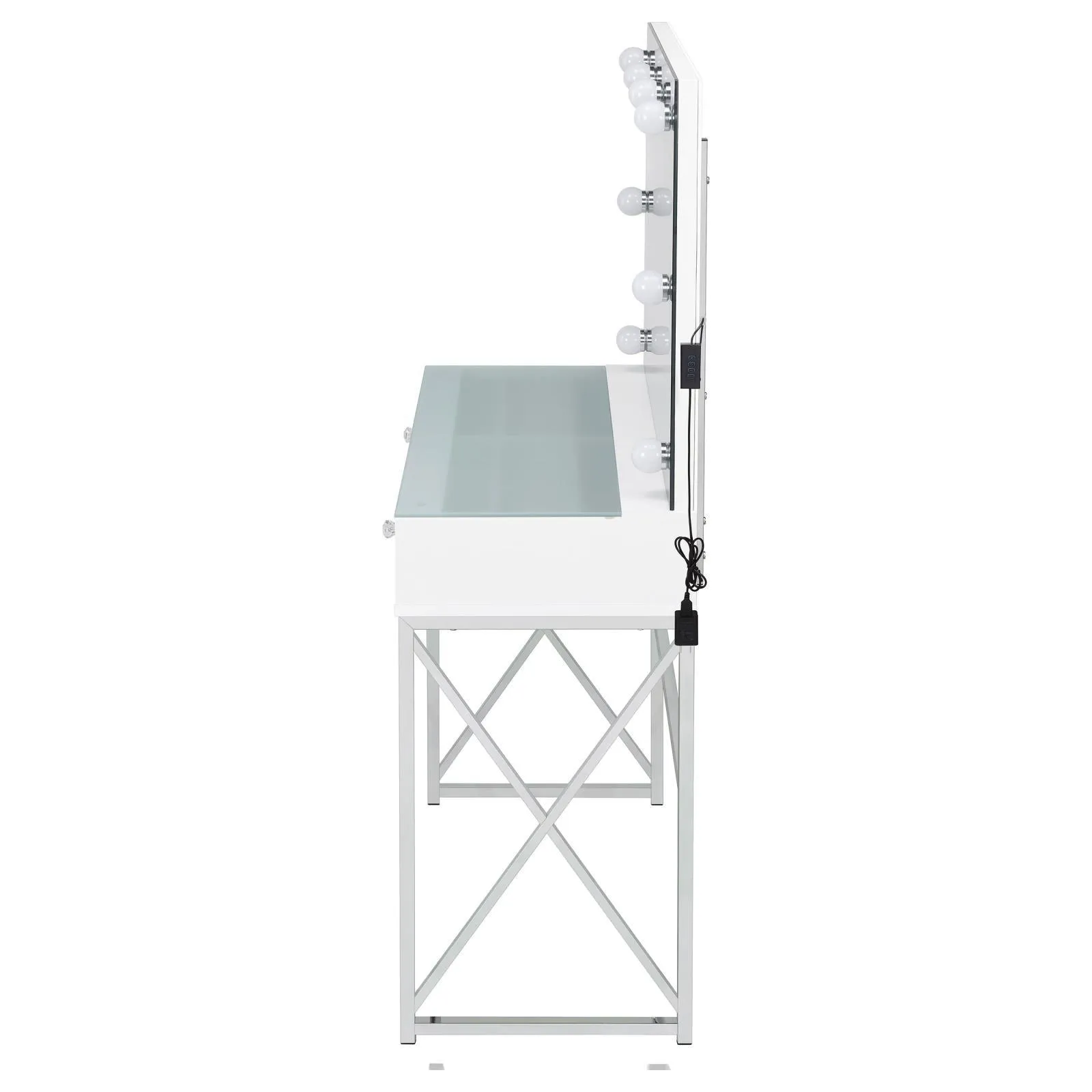 Eliza White and Chrome 2-piece Vanity Set with Hollywood Lighting - Image 9