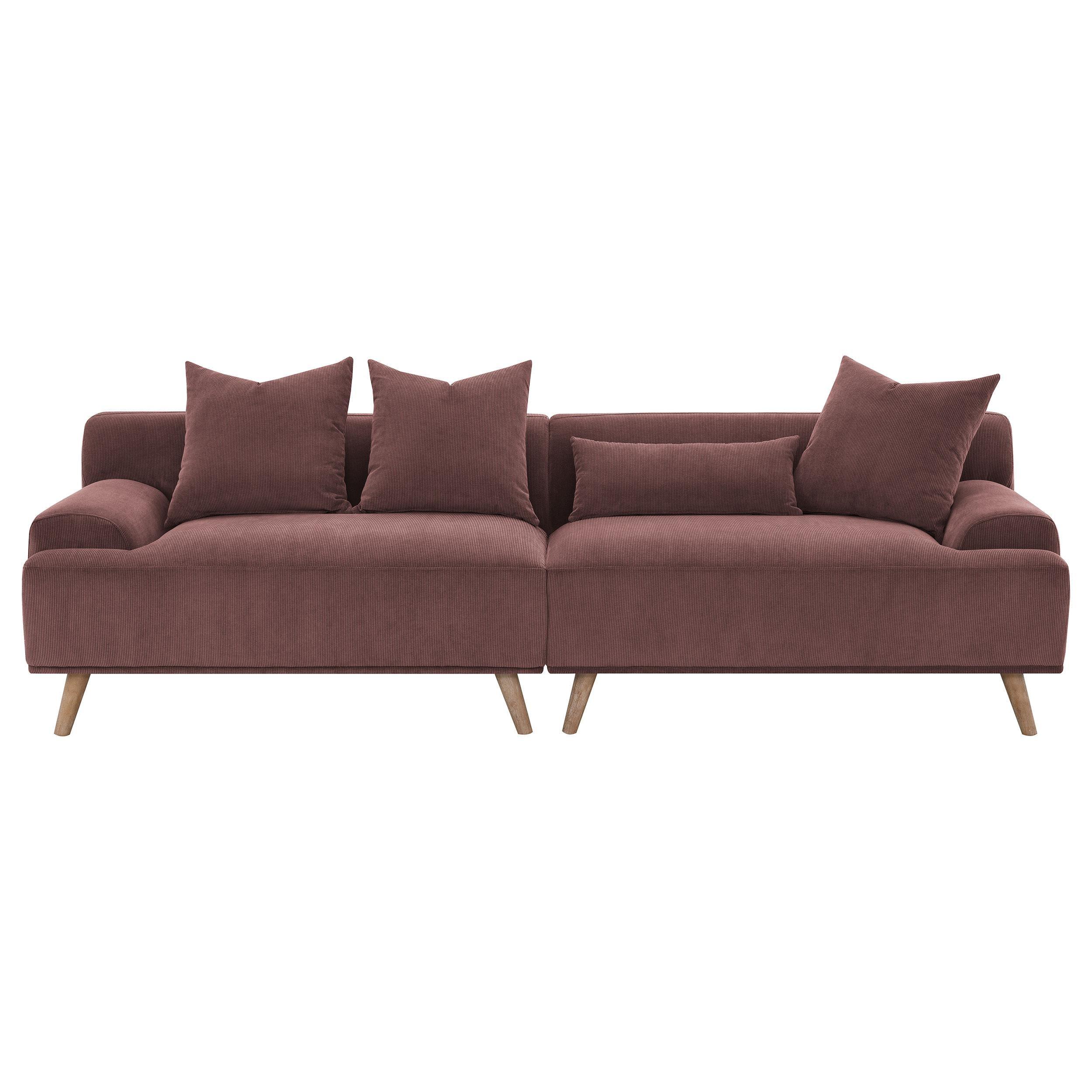 Elizabeth Wine Red Corduroy Upholstered Extra Long Sofa
