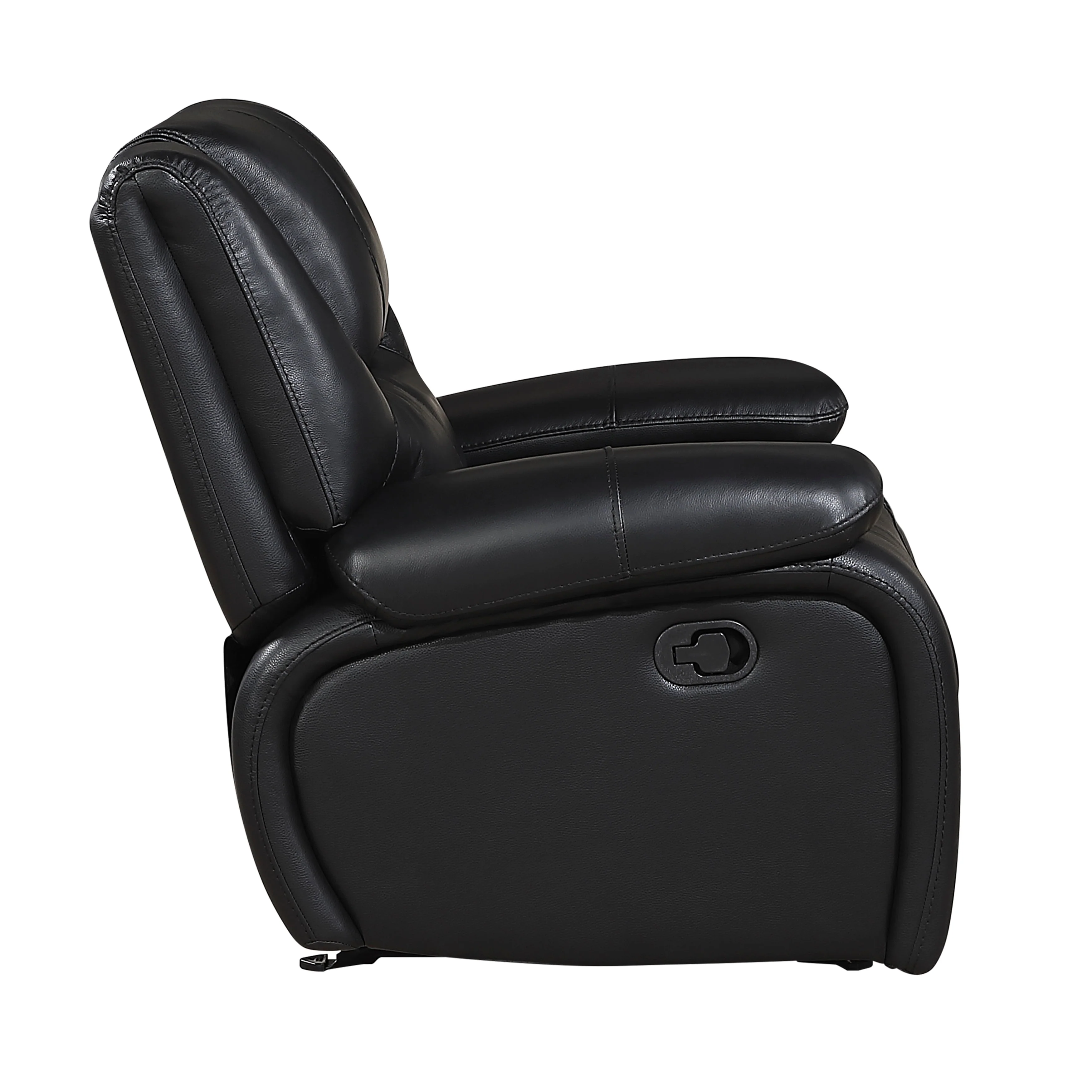 Ellicott Black Genuine Leather Glider Reclining Chair - Image 3