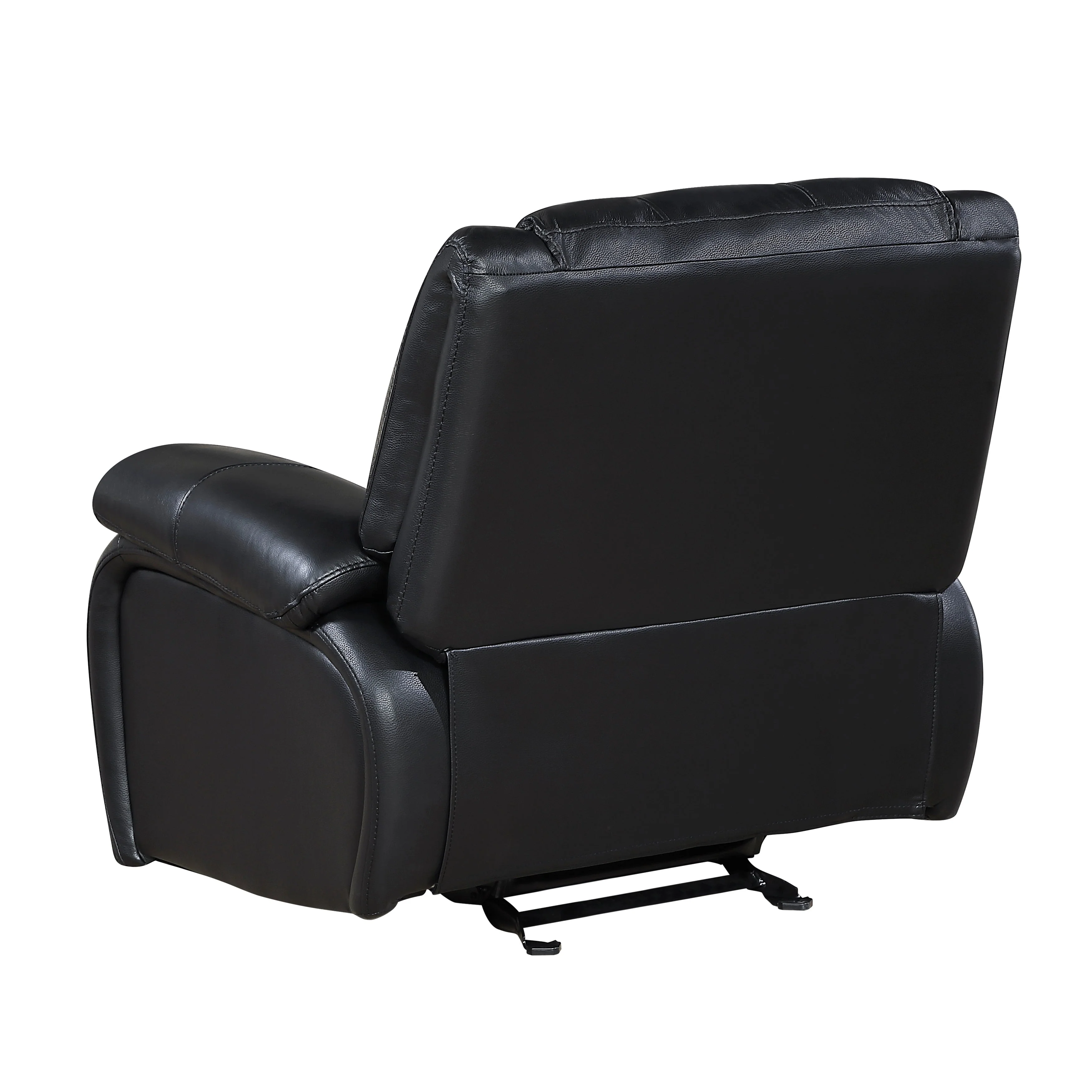 Ellicott Black Genuine Leather Glider Reclining Chair - Image 4