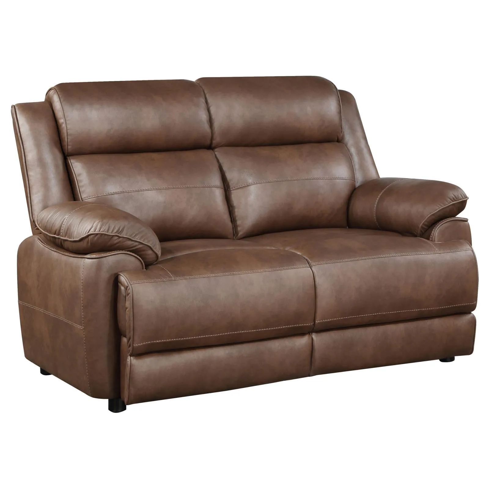 Ellington Dark Brown Upholstered Padded Arm Loveseat - Image 5