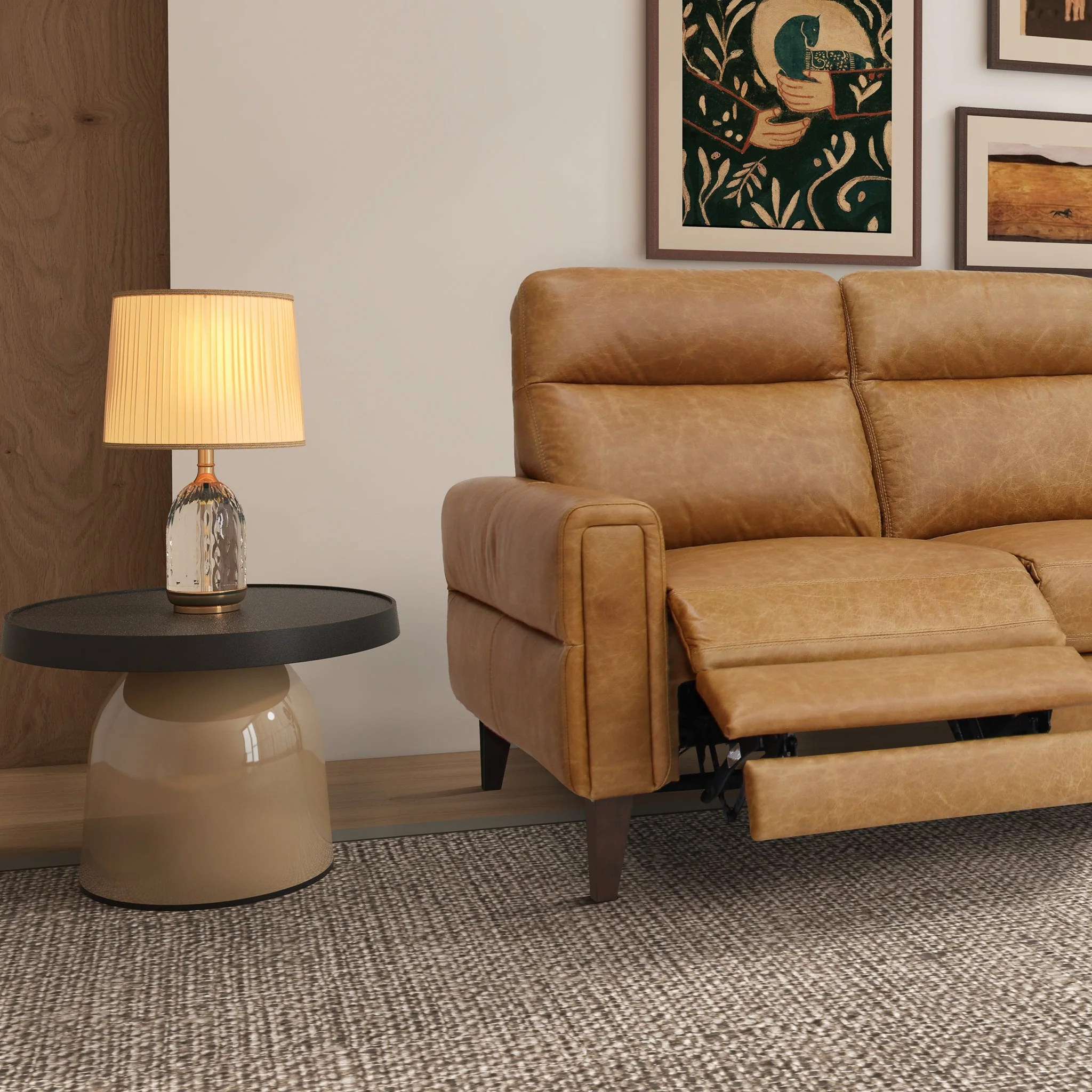 Elliot Incliner Sofa Left - Waxy Tan Leather - Image 4