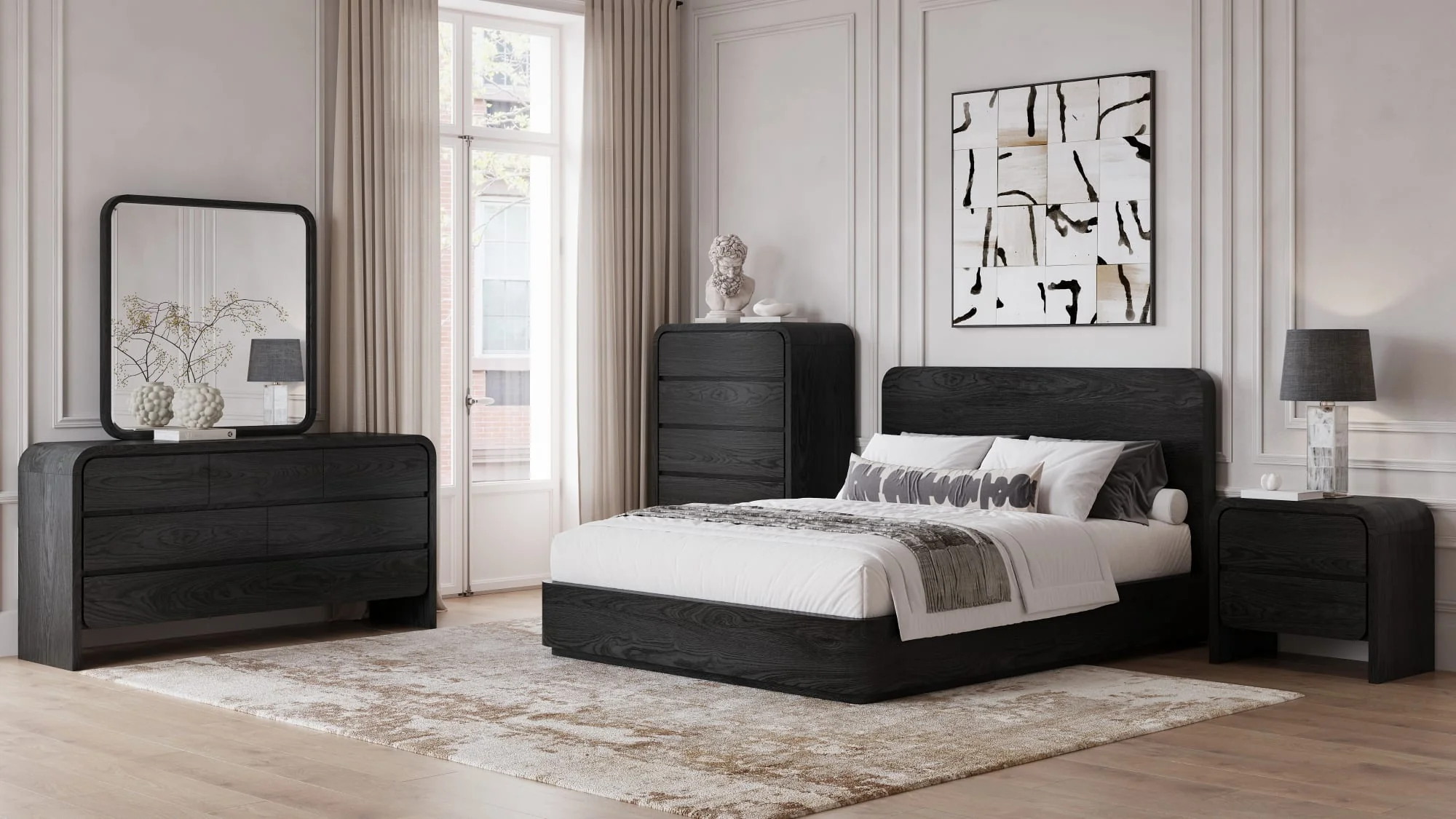 Elora Jet Full Ash Wood Platform Bed - Image 6