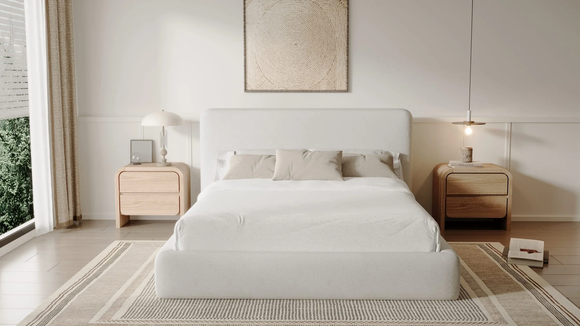 Elora Whitewashed Queen Upholstered Platform Bed - Image 8