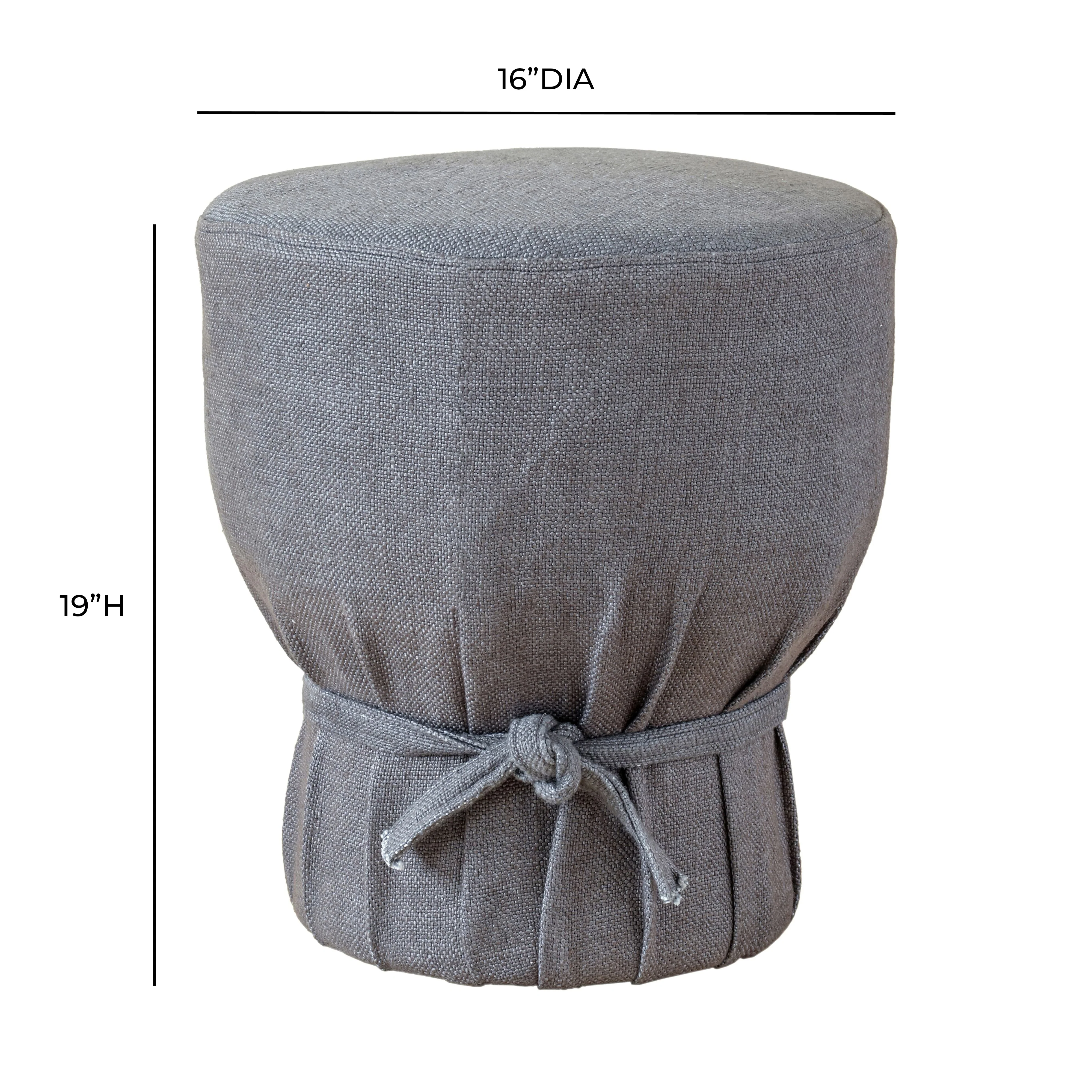 Elsie Grey Linen Upholstered Pouf - Image 5
