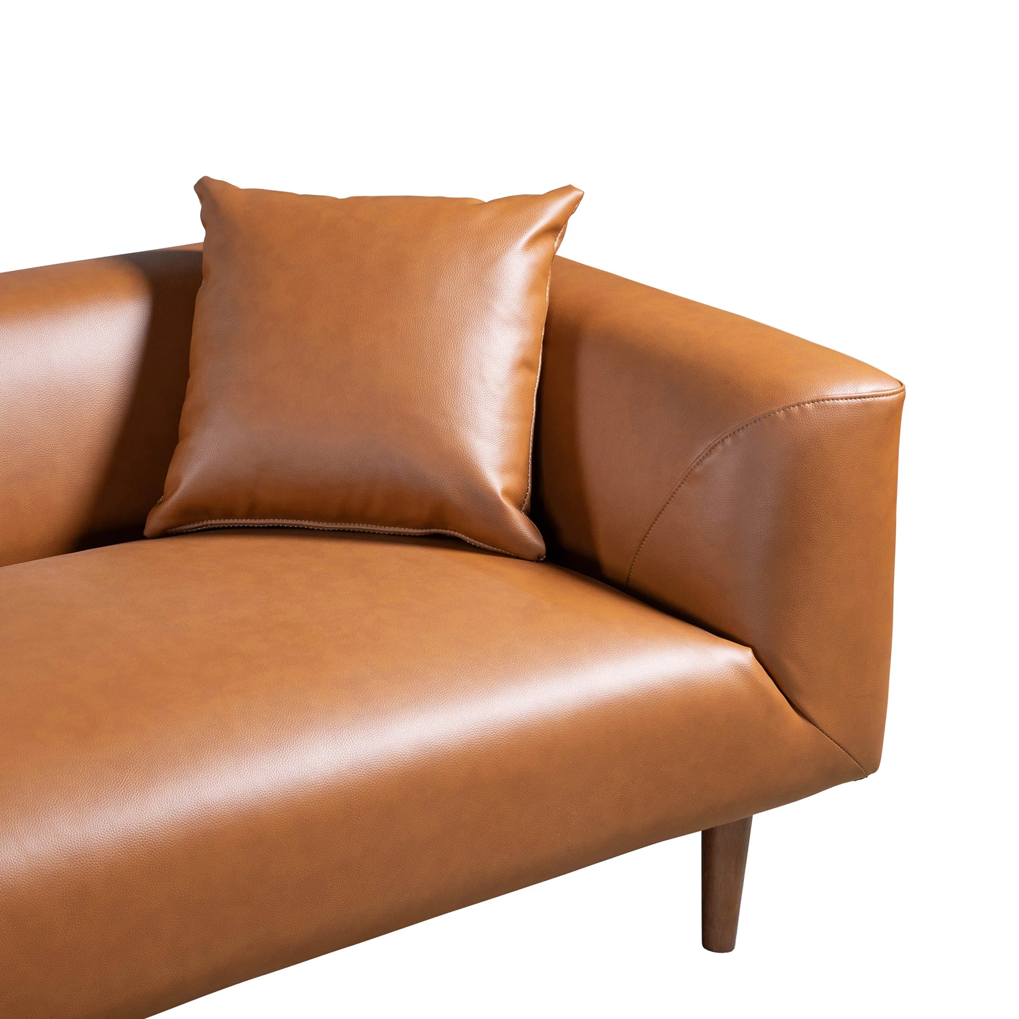 Elwood Cognac Vegan Leather Sofa - Image 4