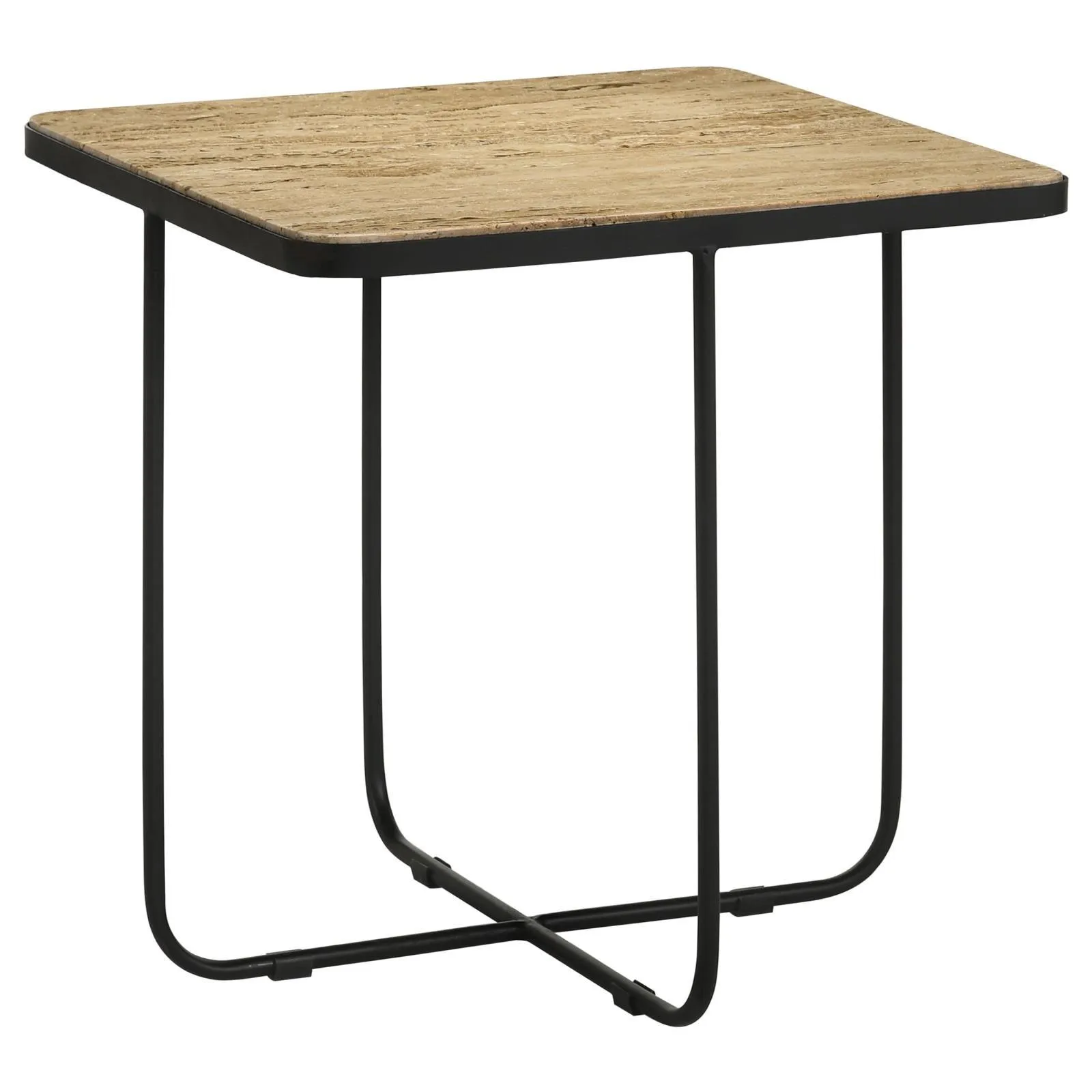 Elyna Travertine and Black Square Accent Table - Image 2