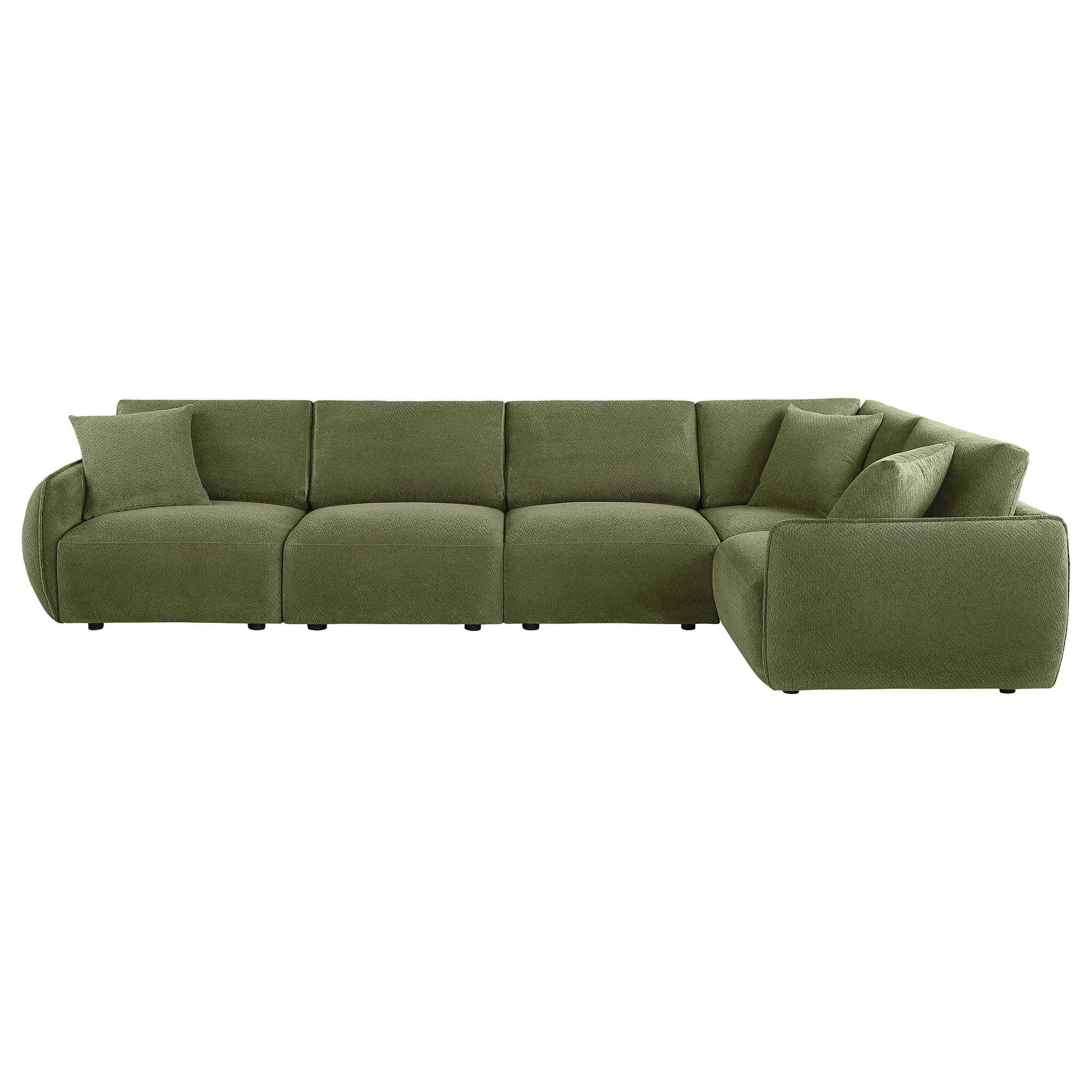 Elysia Green 5-piece Chenille Upholstered Modular Sectional Sofa - Image 6