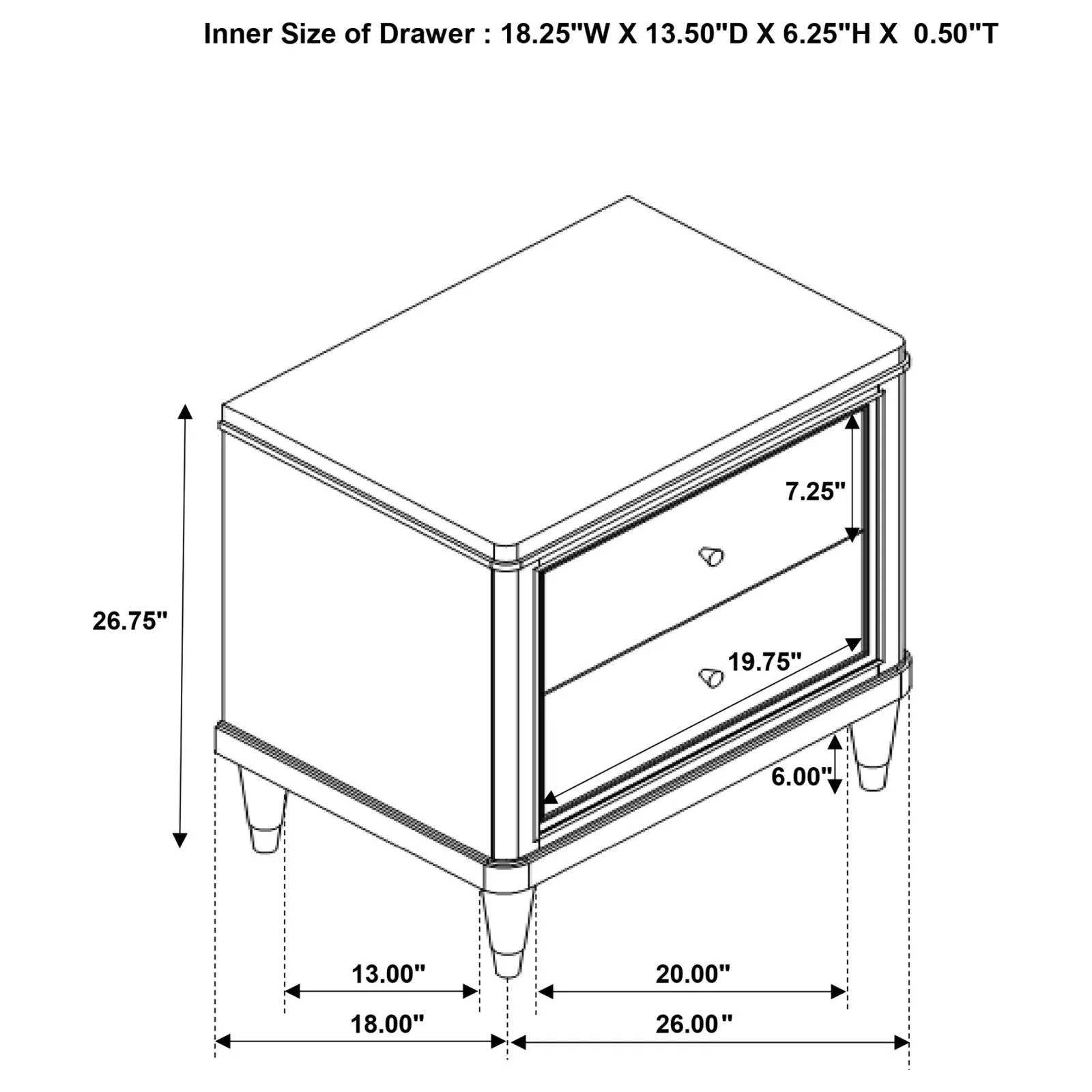Emberlyn Brown 2-drawer Nightstand Bedside Table - Image 13