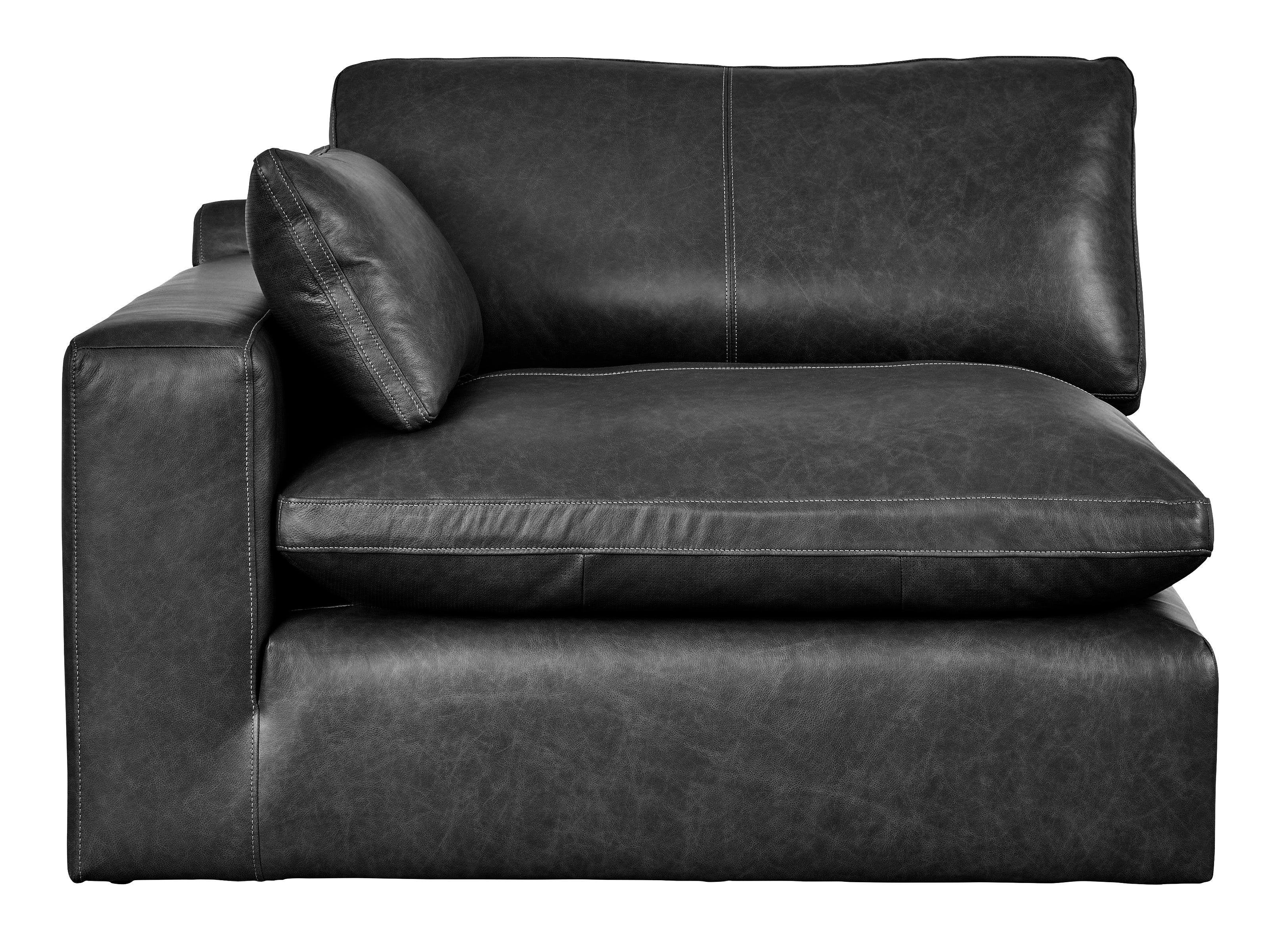 Emilia Black Leather 2-Piece Modular Loveseat - Image 2