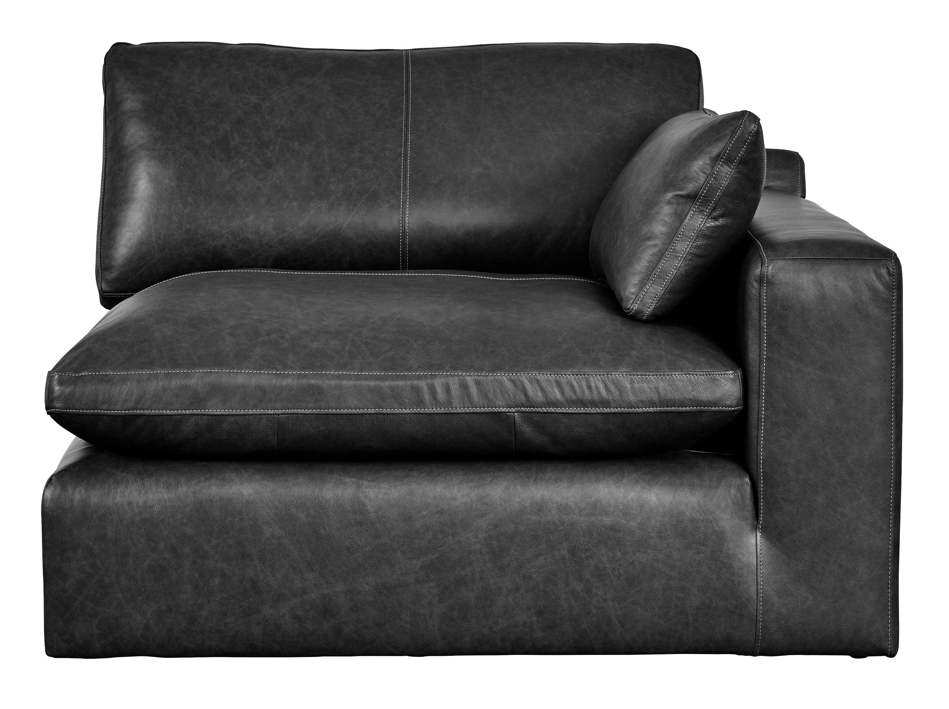 Emilia Black Leather 2-Piece Modular Loveseat - Image 3