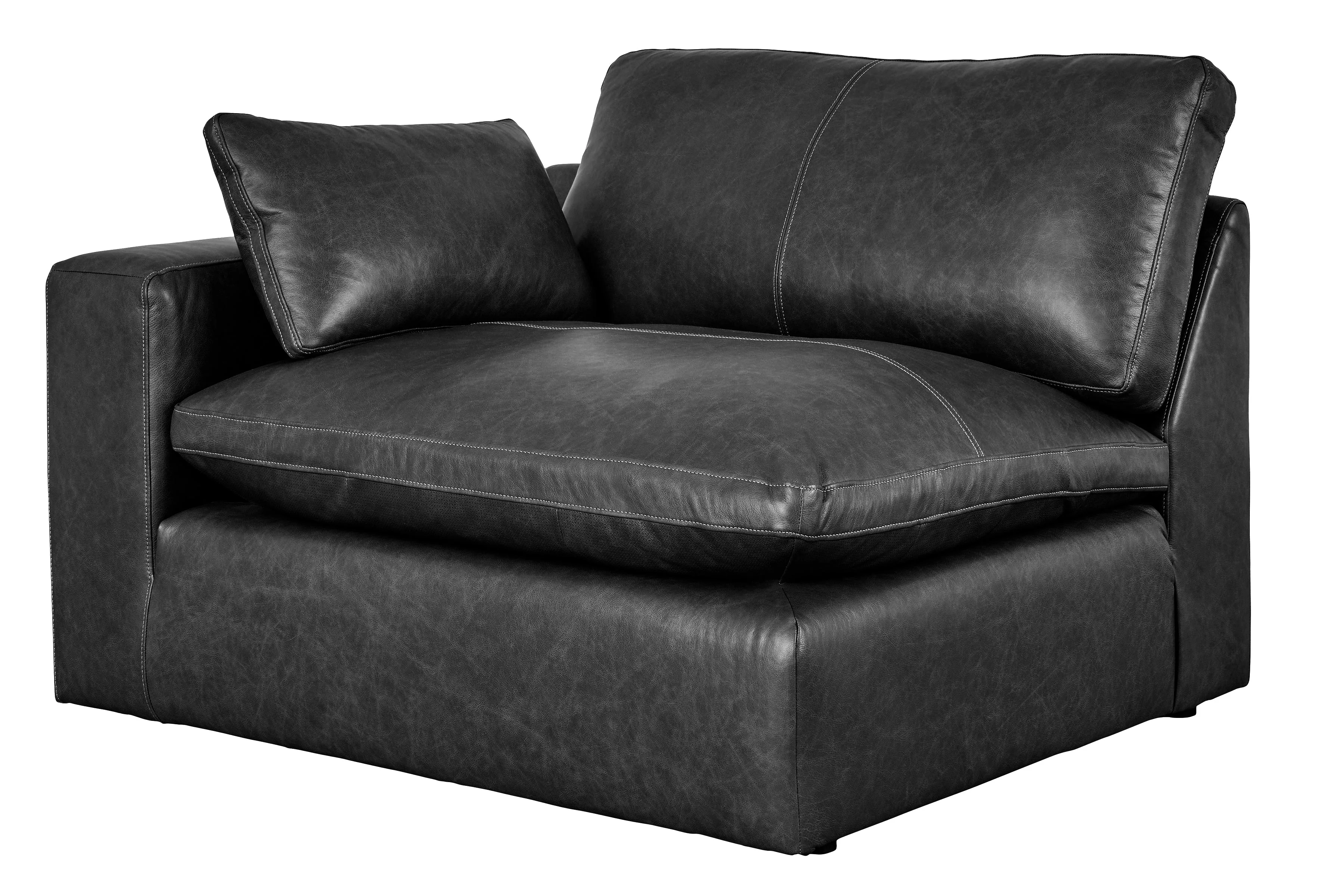 Emilia Black Leather 4-Piece Leather Modular Sectional Sofa - Image 5