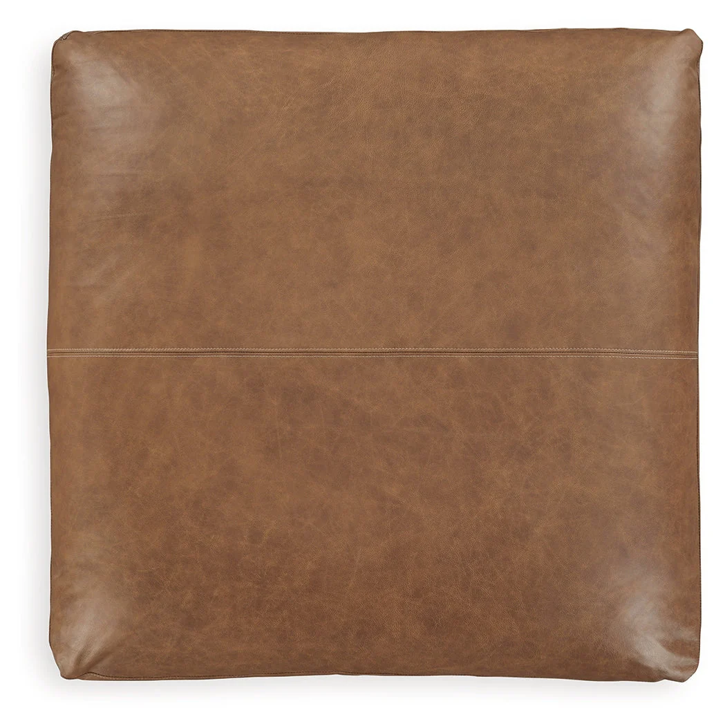 Emilia Caramel 6-Piece Leather Sectional with Ottoman in Caramel - Image 5