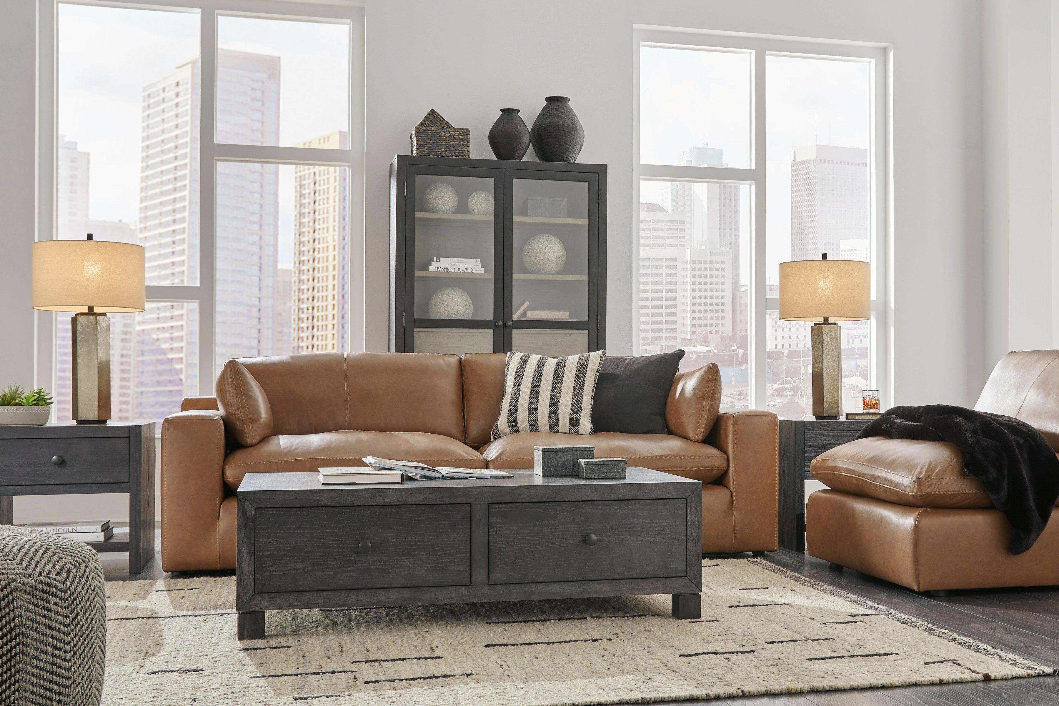 Emilia Caramel Leather 3-Piece Modular Sofa - Image 6