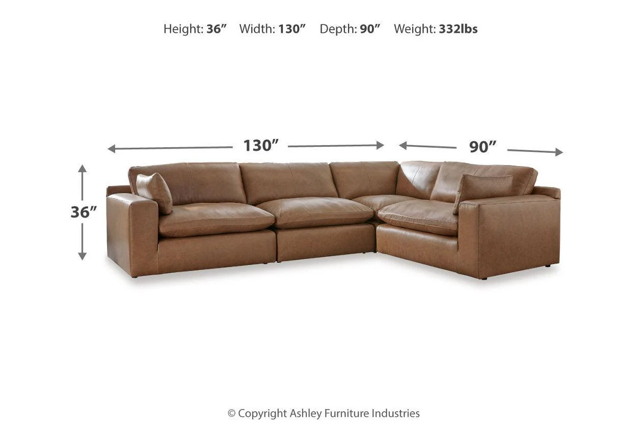 Emilia Caramel Leather 4-Piece Modular Sectional - Image 3