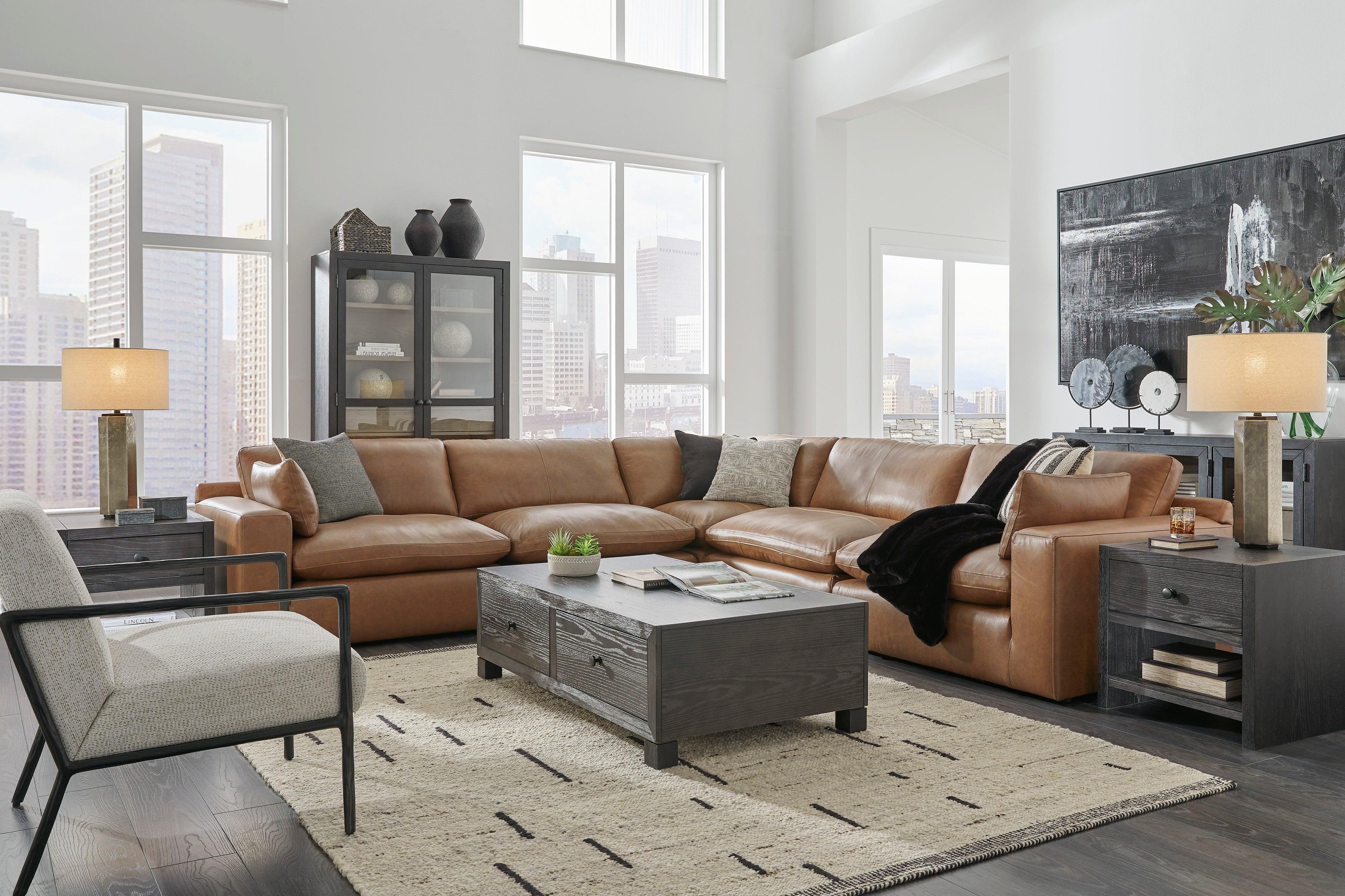 Emilia Caramel Leather 5-Piece Modular Sectional - Image 4