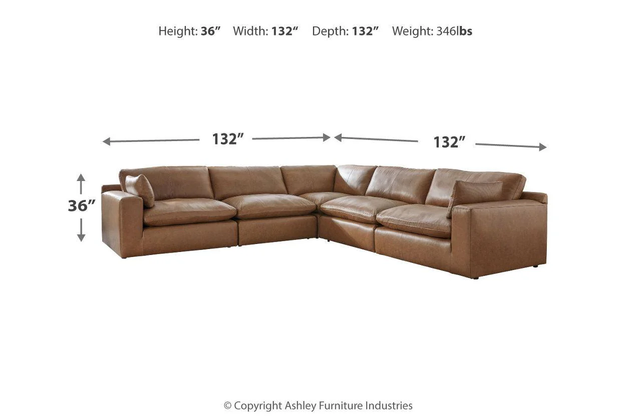 Emilia Caramel Leather 5-Piece Modular Sectional - Image 8
