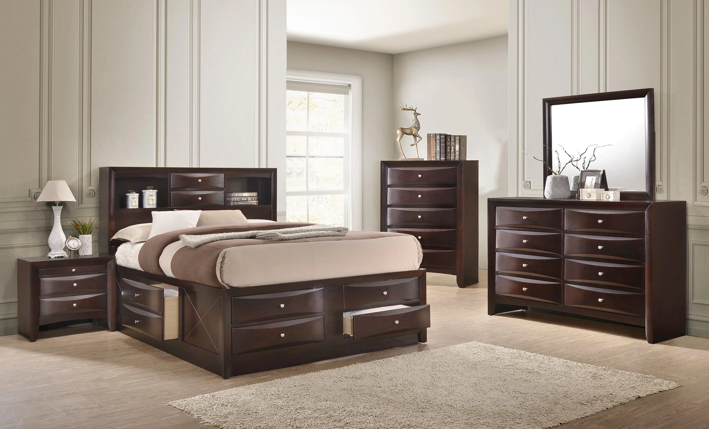 Emily Dark Cherry Queen Storage Platform Bed - Image 2