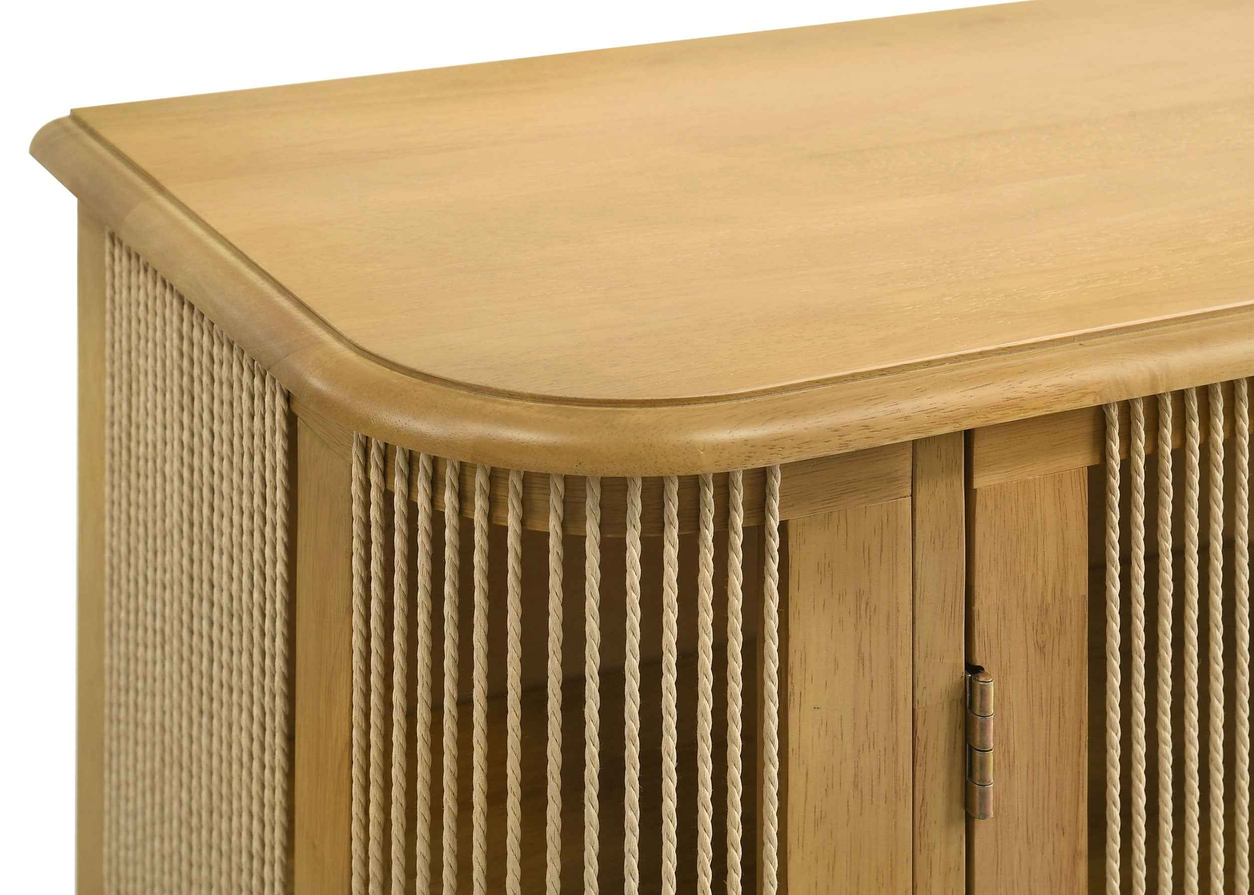 Ervine Natural 3-Door Rope Panel Sideboard Accent Storage Cabinet - Image 11