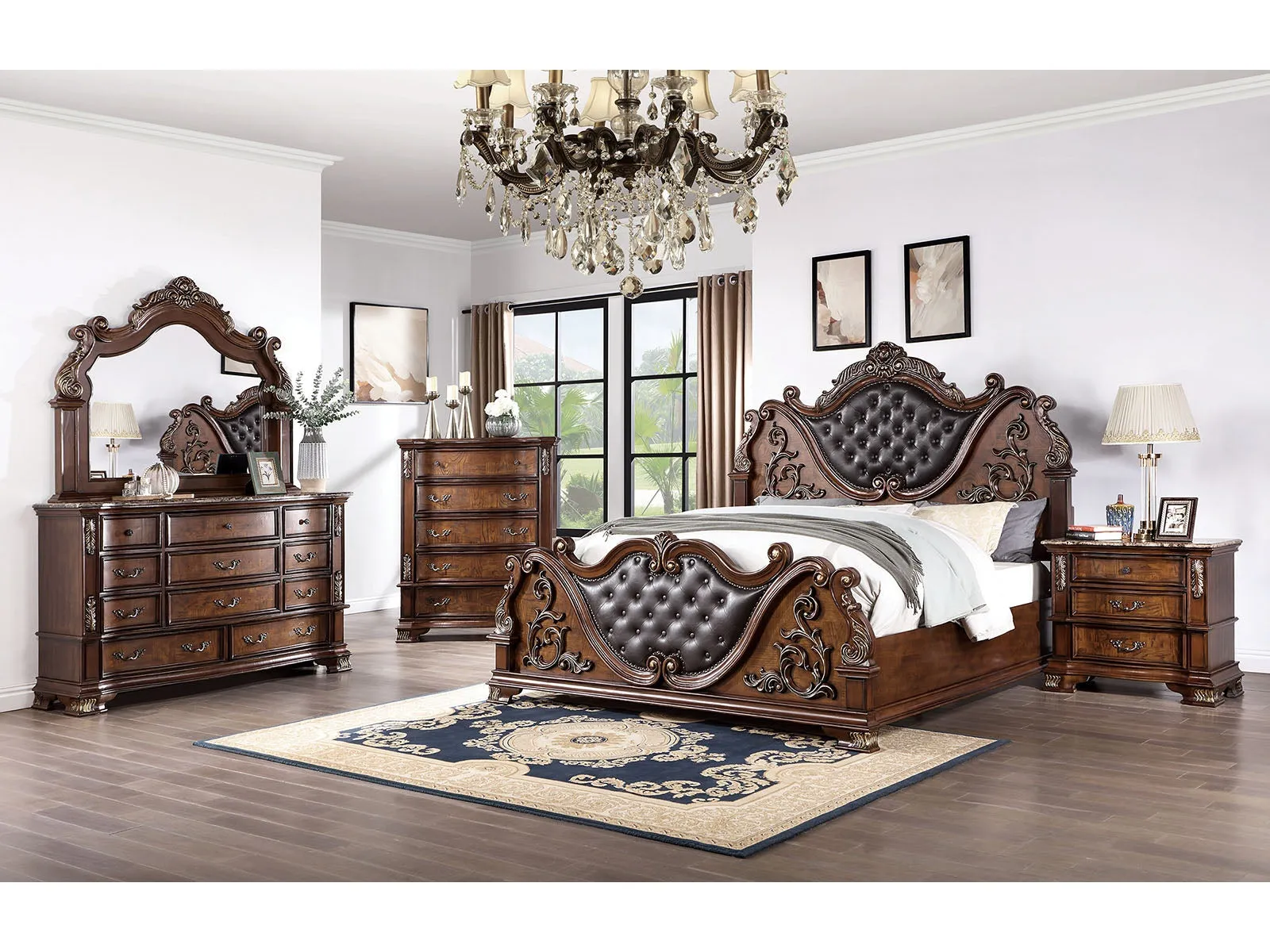 Esparanza Brown Cherry 4-Piece Queen Bedroom Set