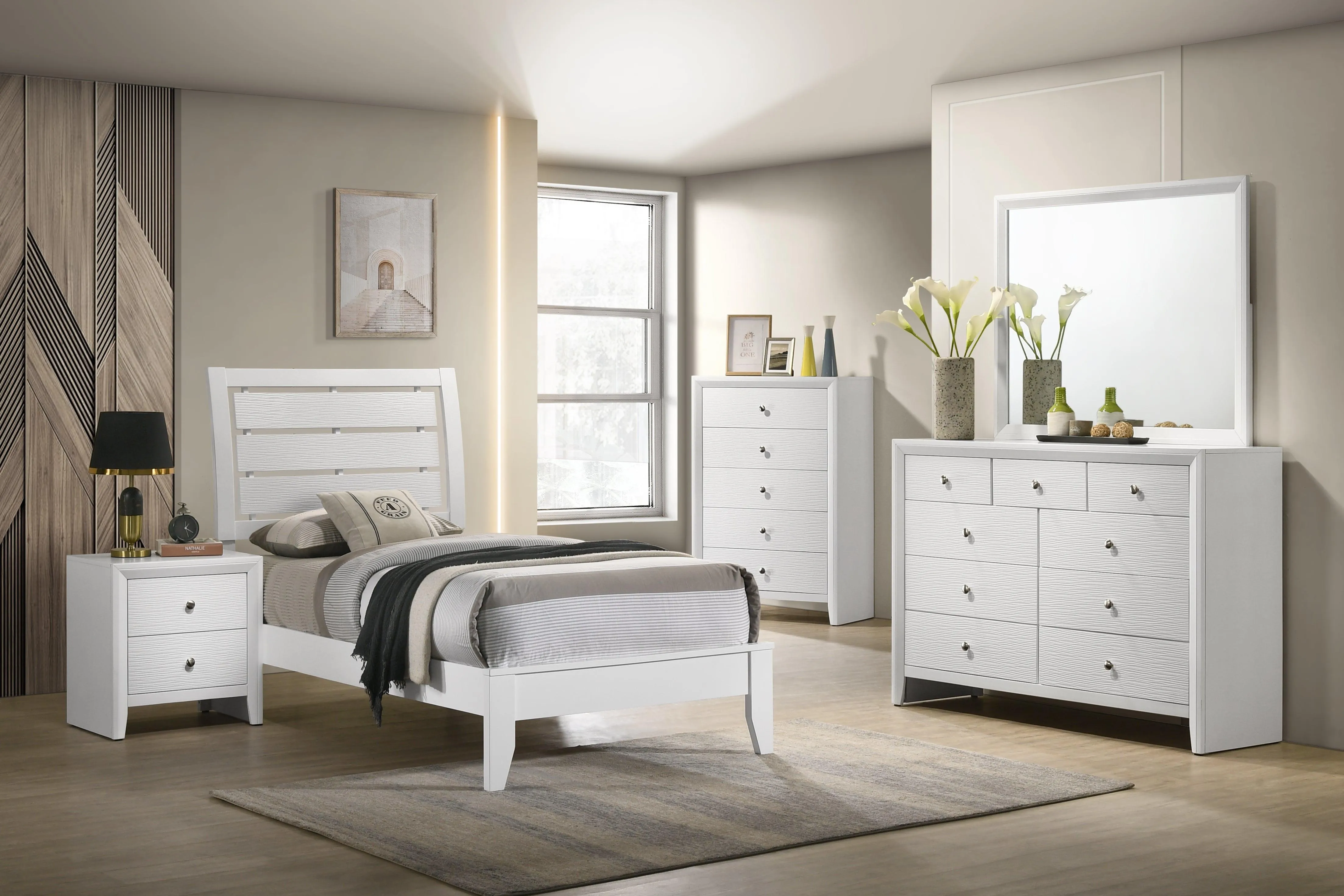 Evan White Full Panel Bed - Image 2