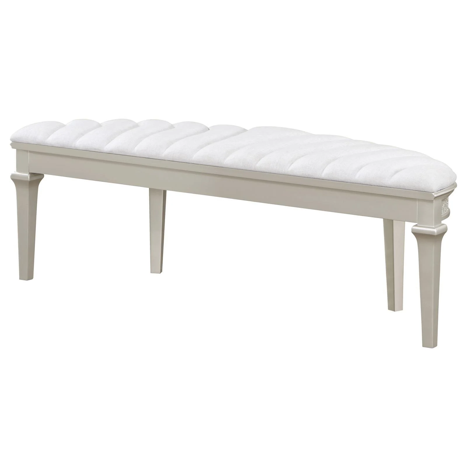 Evangeline Upholstered Demilune Bench Ivory and Silver Oak - Image 7