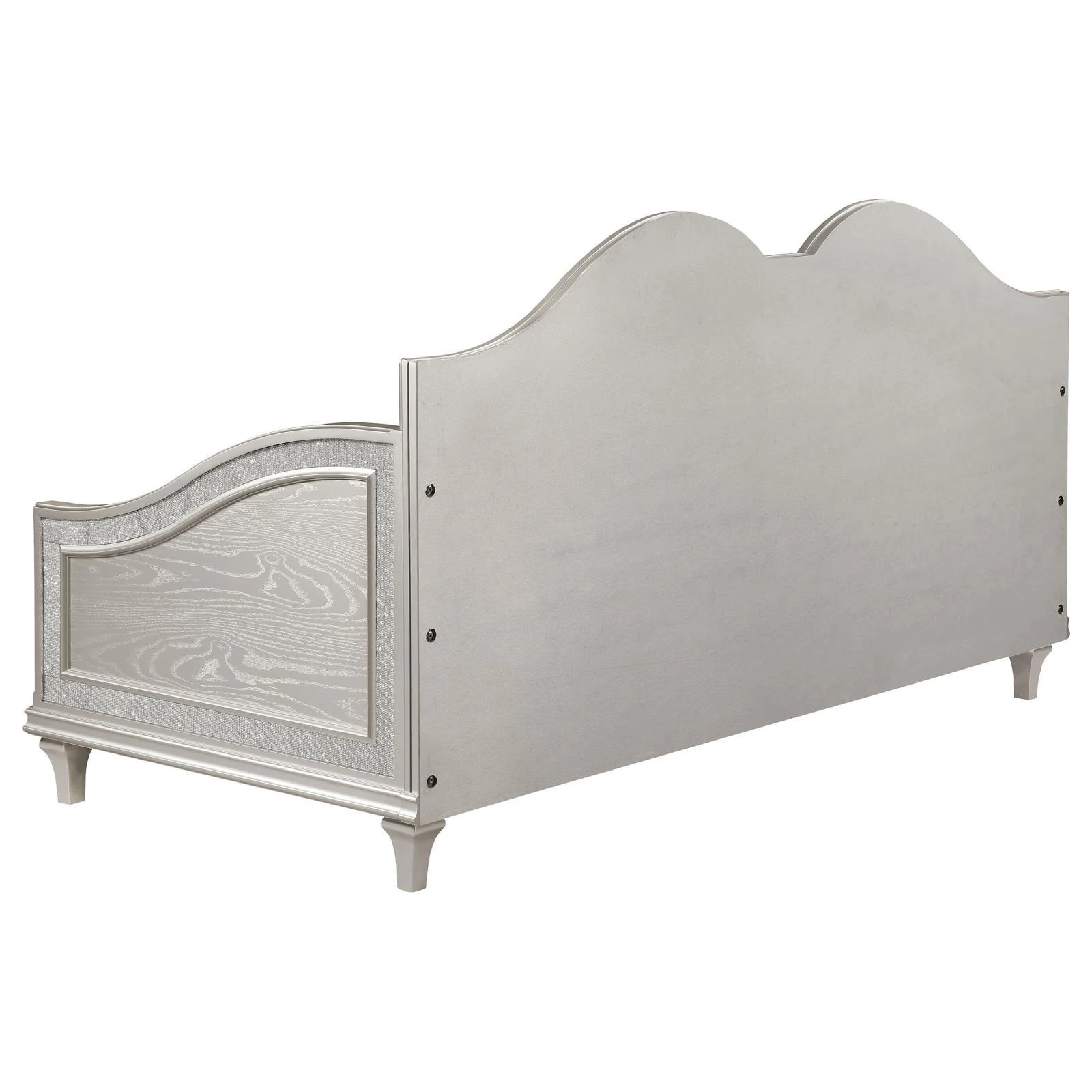 Evangeline Upholstered Twin Daybed with Faux Diamond Trim Silver and Ivory - Image 8