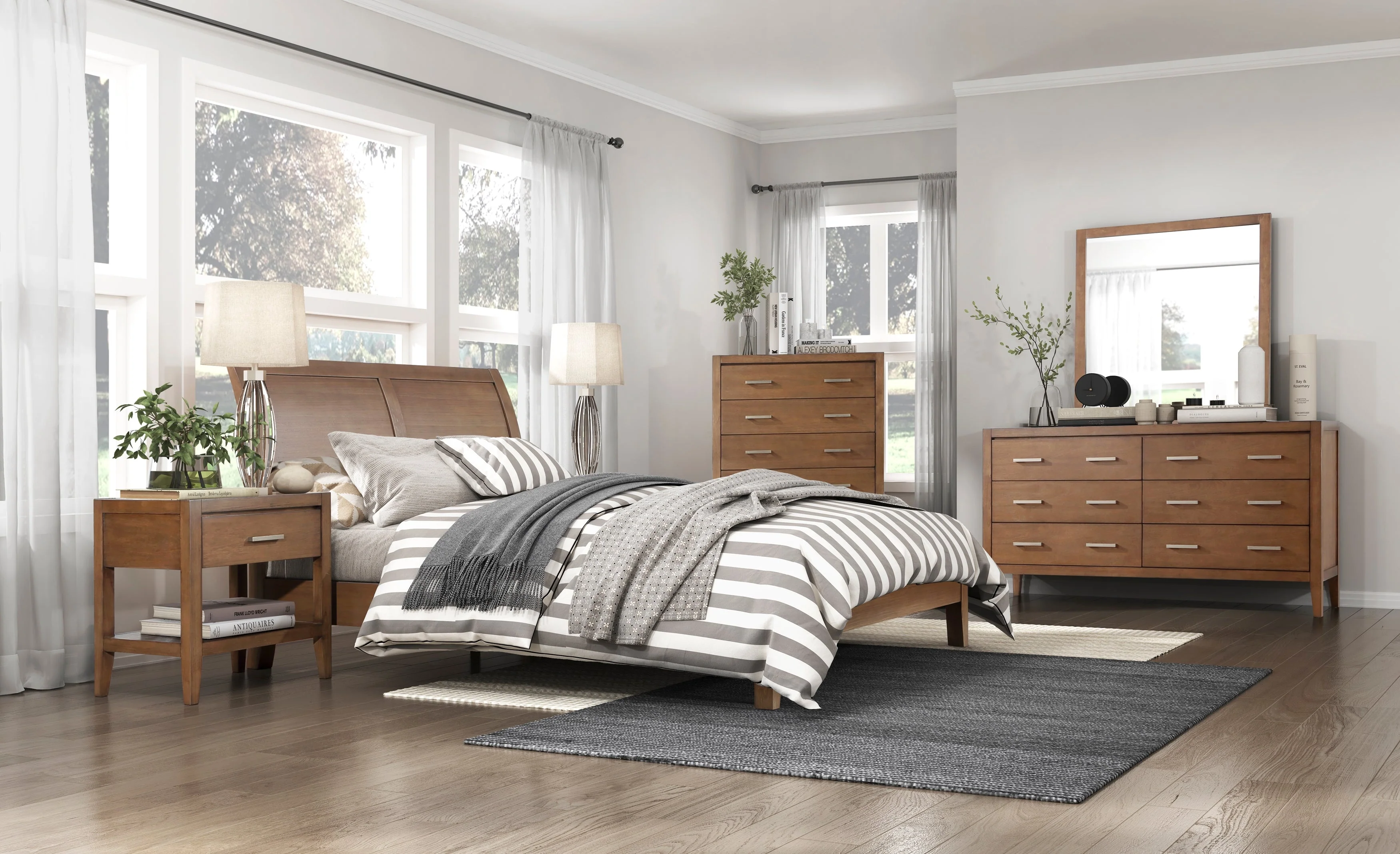 Evans Wire Brushed Light Brown Eastern King Platform Bed - Image 7