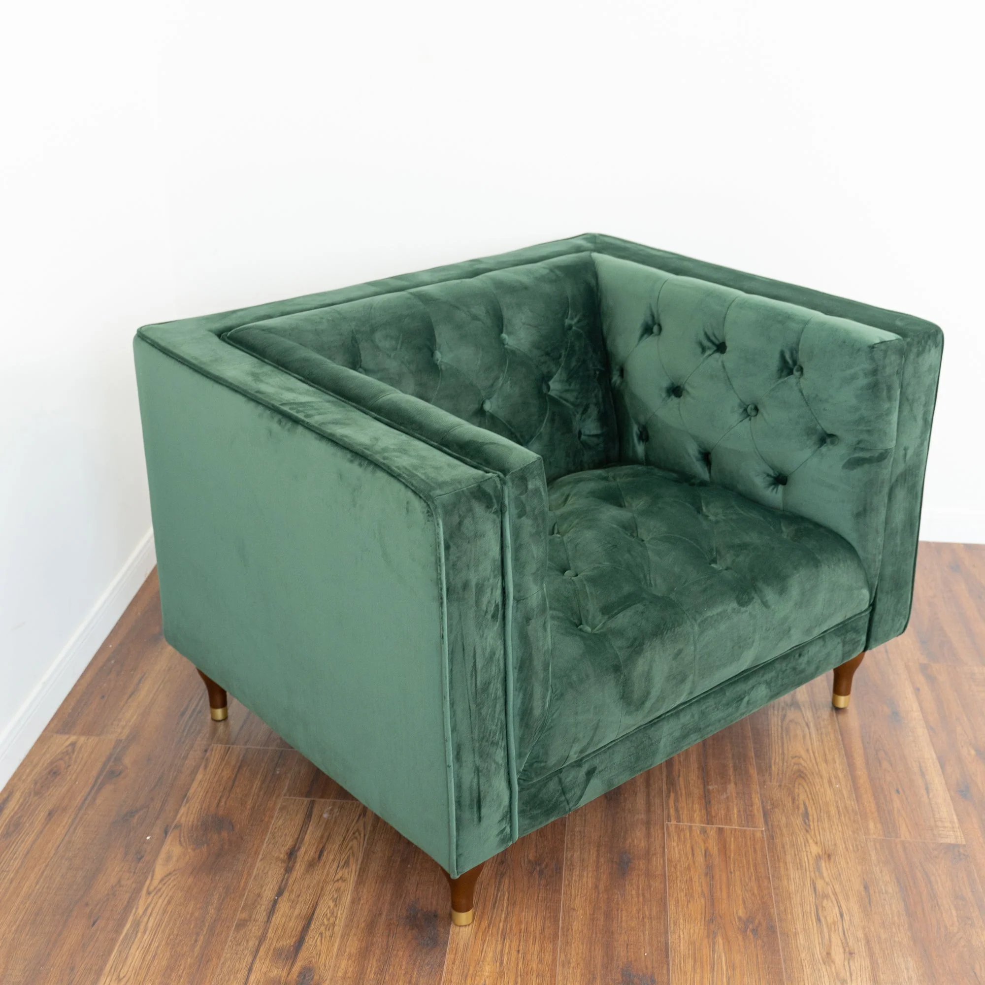 Evelyn Dark Green Velvet Lounge Chair - Image 4