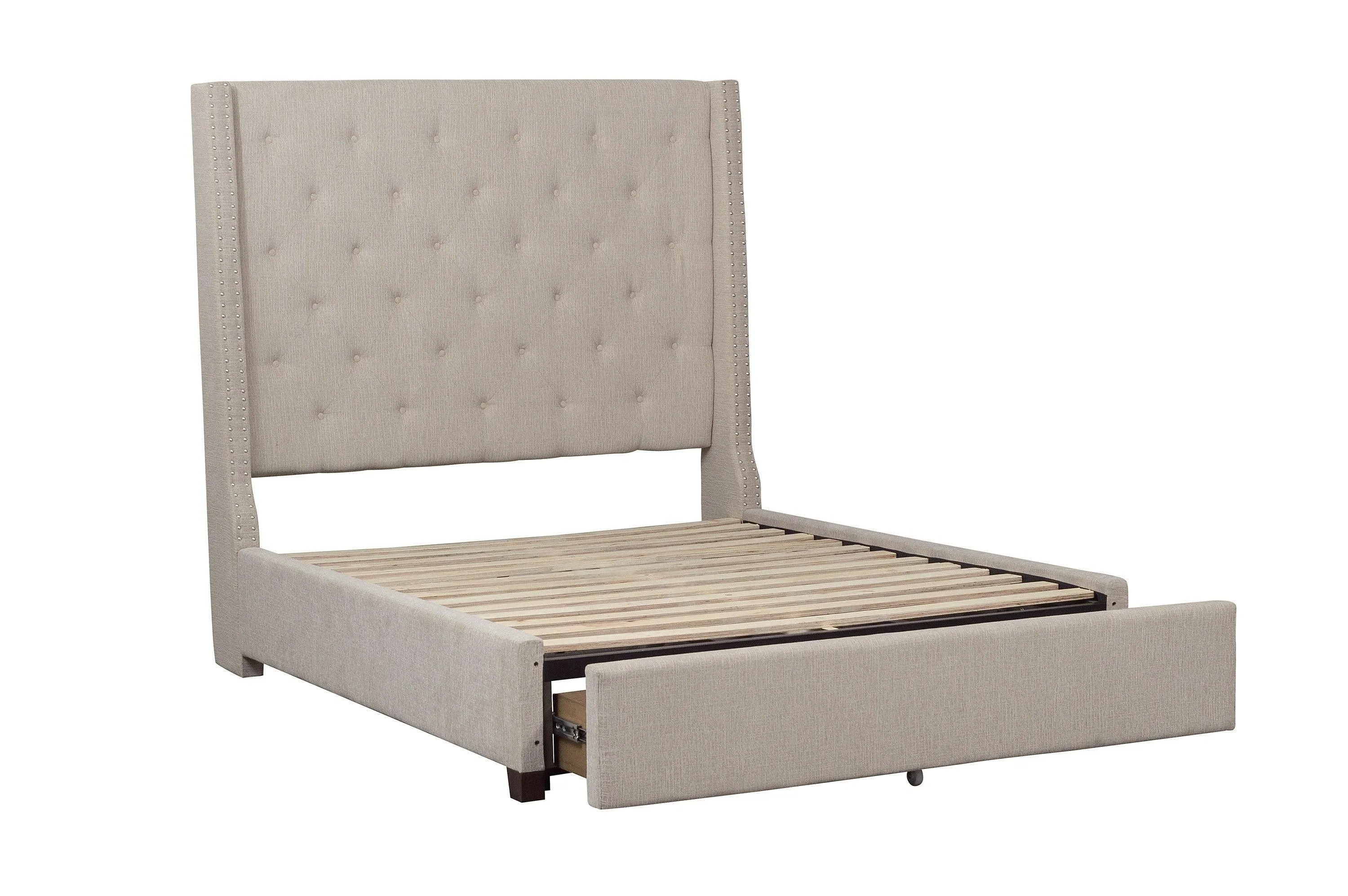 Fairborn Beige Queen Upholstered Storage Platform Bed - Image 5