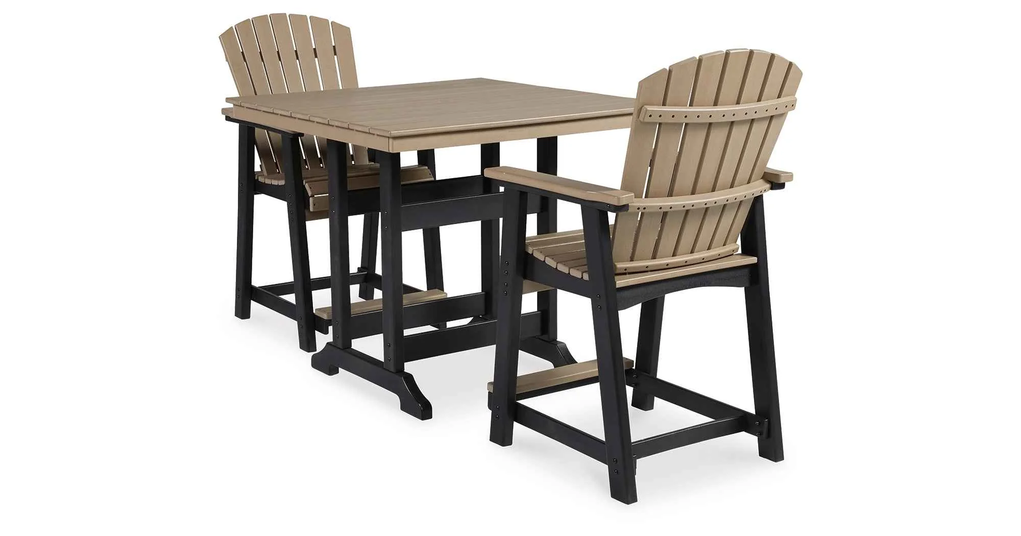 Fairen Trail Black/Driftwood Outdoor Counter Height Dining Table with 2 Barstools - Image 14