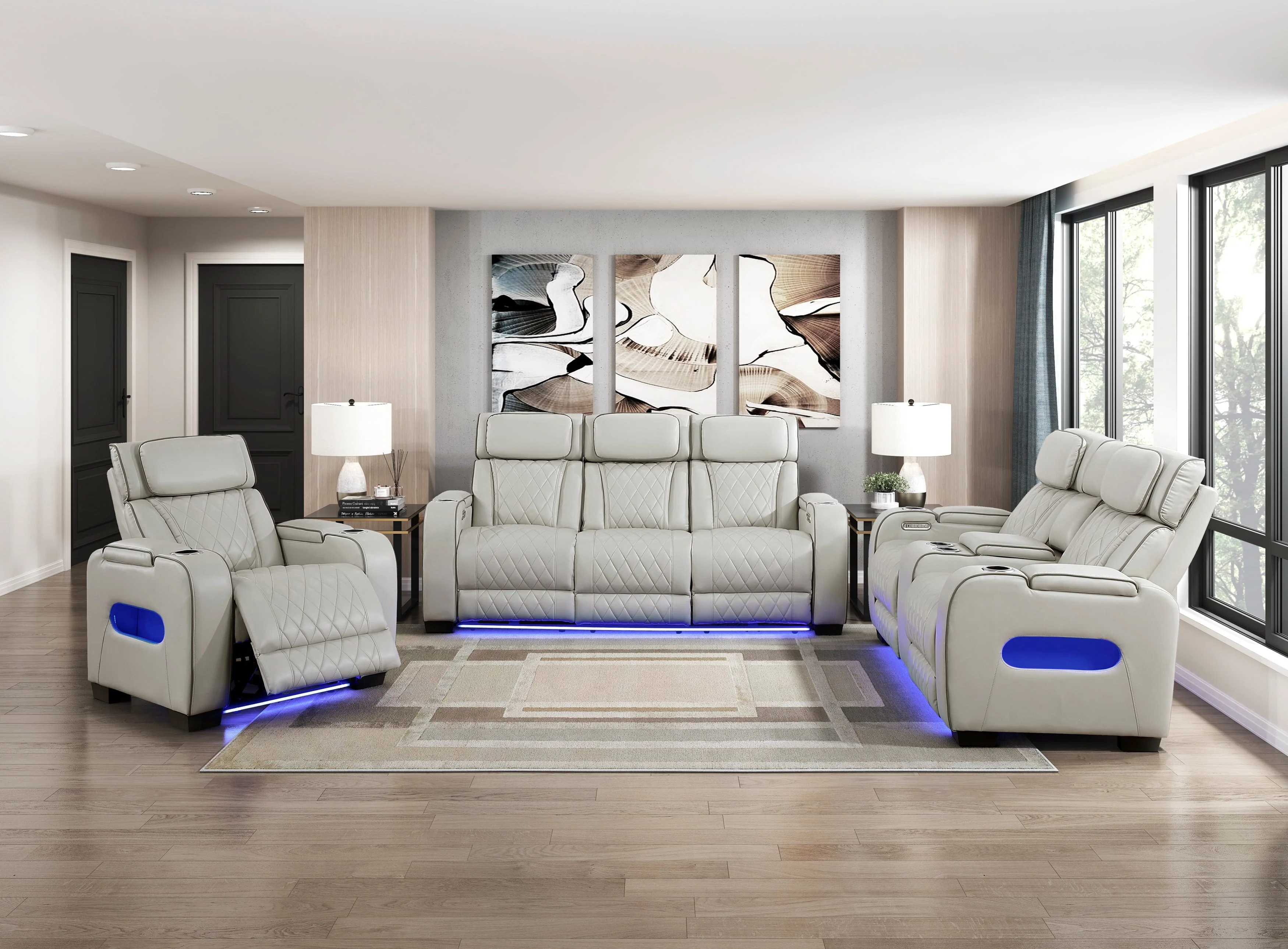 Fairway Taupe Power Double Reclining Loveseat with Center Console - Image 15