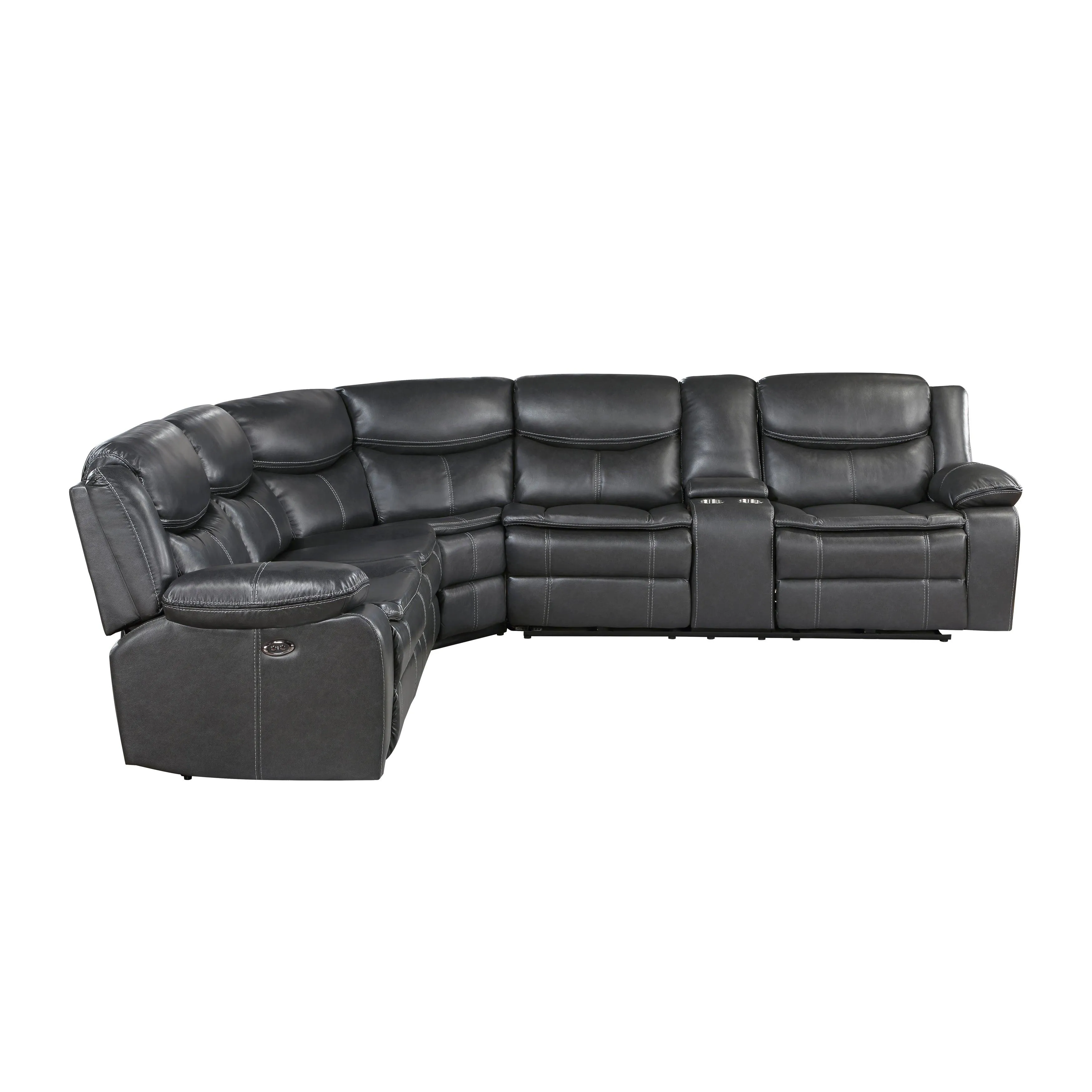 Fargo 3-Piece Power Reclining Sectional with Right Console In Dark Gray - Image 3