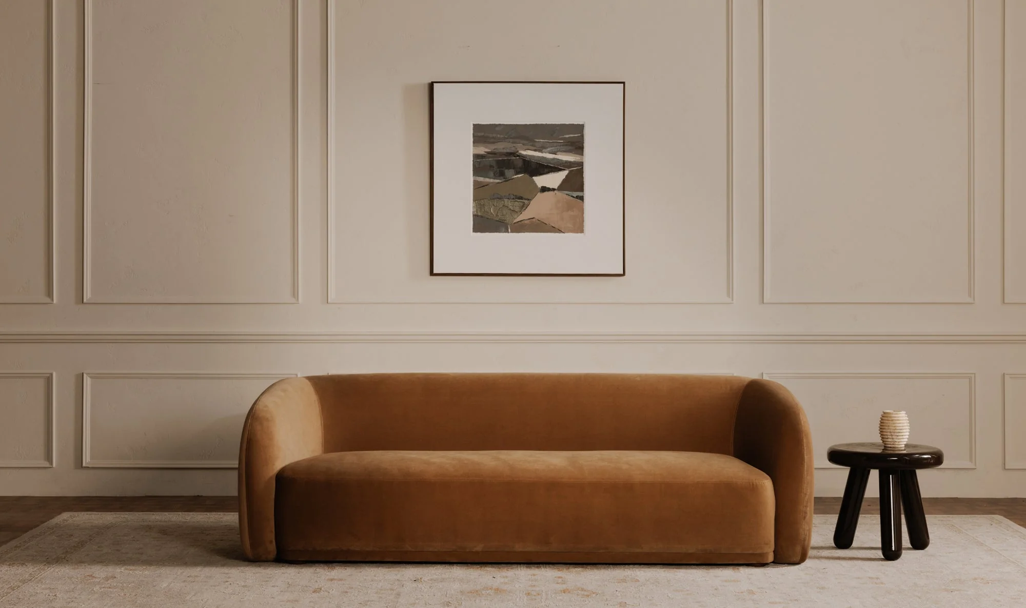 Faye Sofa Tan Faux Mohair - Image 2