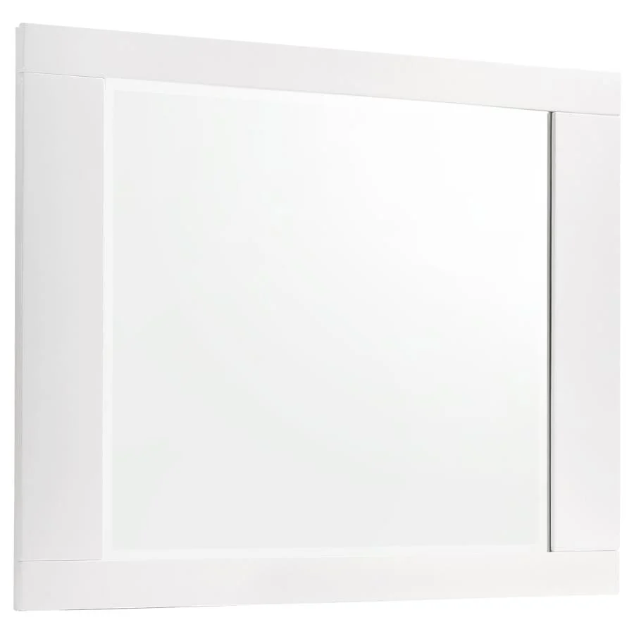 Felicity Glossy White 5-Piece Eastern King Bedroom Set with LED Mirror - Image 11