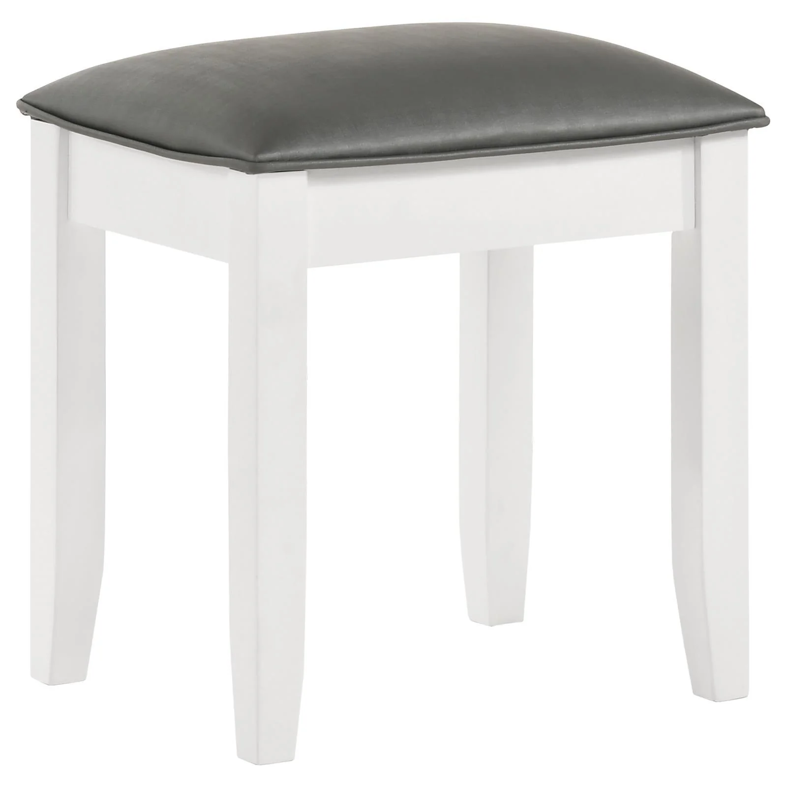 Felicity Metallic/Glossy White Upholstered Vanity Stool - Image 2