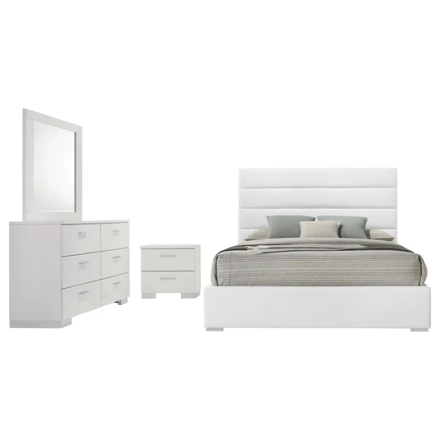 Felicity White High Gloss 4-piece Queen Bedroom Set - Image 2