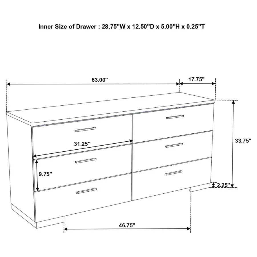 Felicity White High Gloss 5-piece Queen Bedroom Set - Image 17