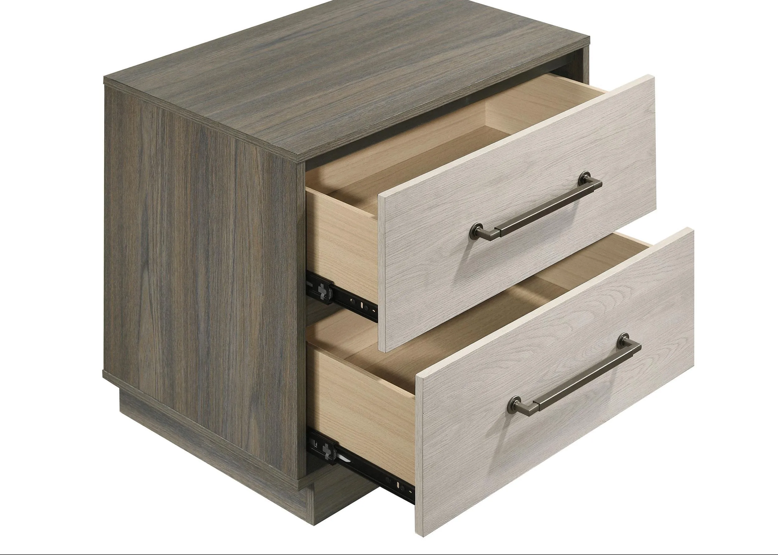 Fenwick Grey Oak 2-drawer Nightstand Bedside Table - Image 10