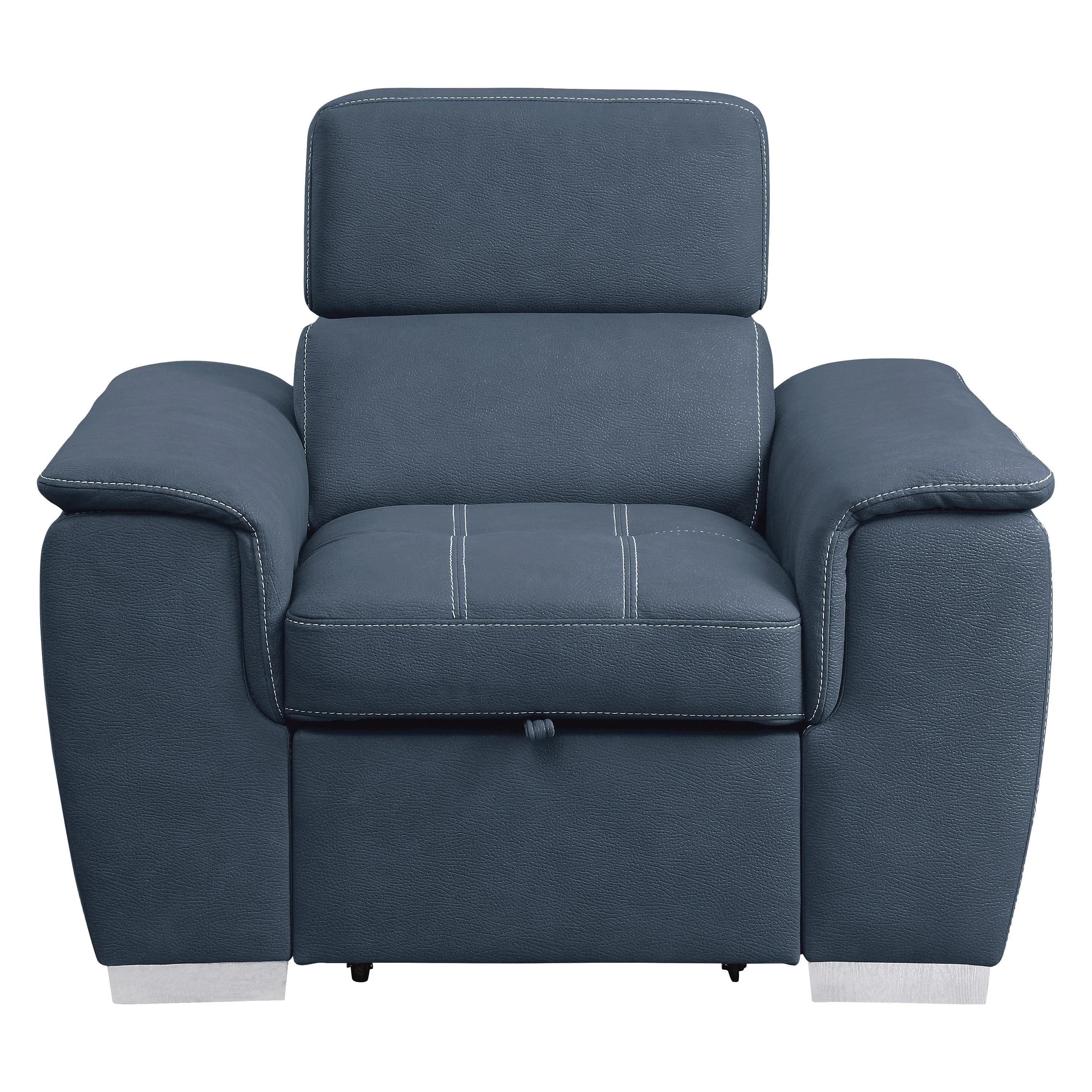 Ferriday Blue Chair with Pull-out Ottoman - Image 3