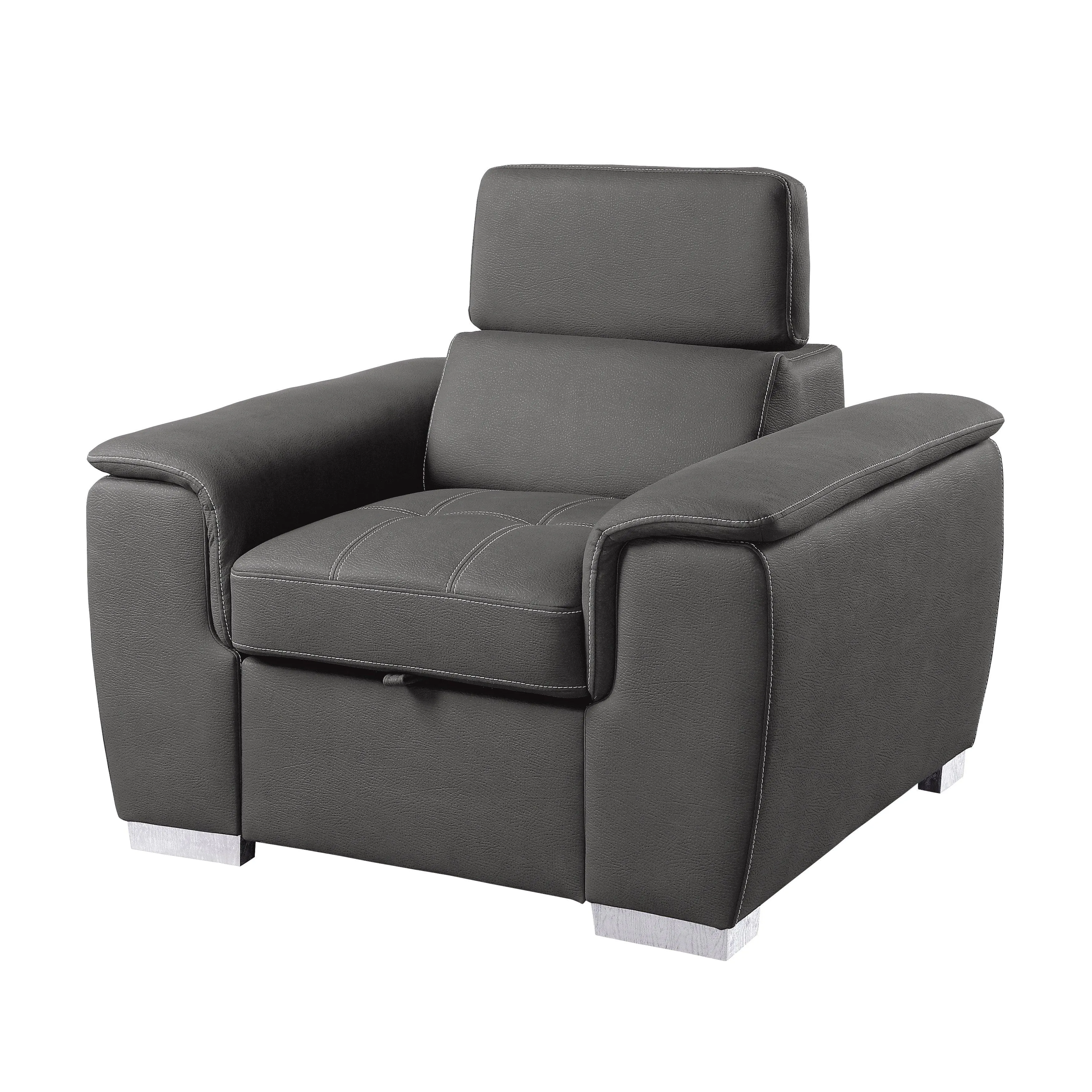 Ferriday Gray Chair with Pull-out Ottoman - Image 4
