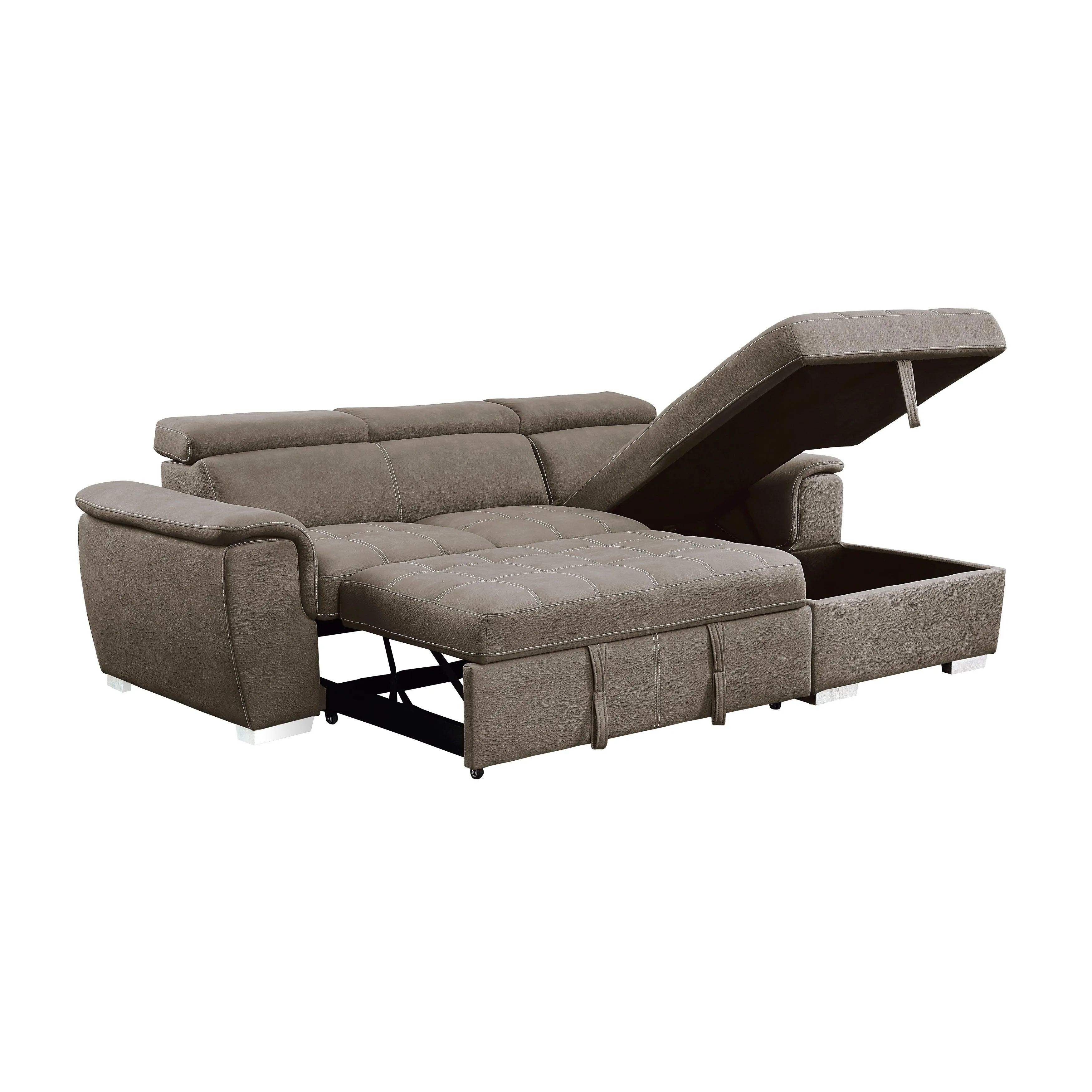 Ferriday Taupe Storage Sleeper Sectional - Image 10