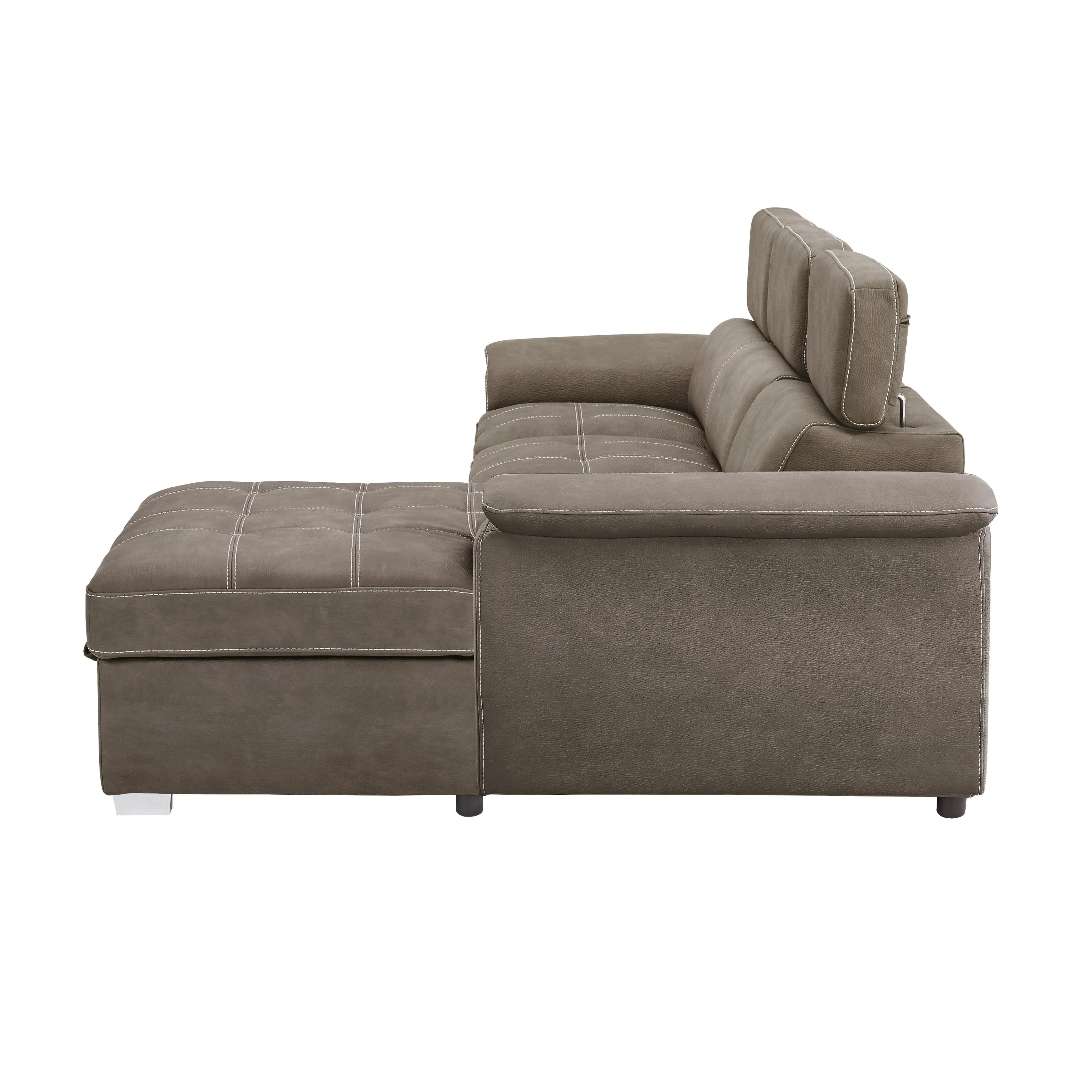 Ferriday Taupe Storage Sleeper Sectional - Image 8